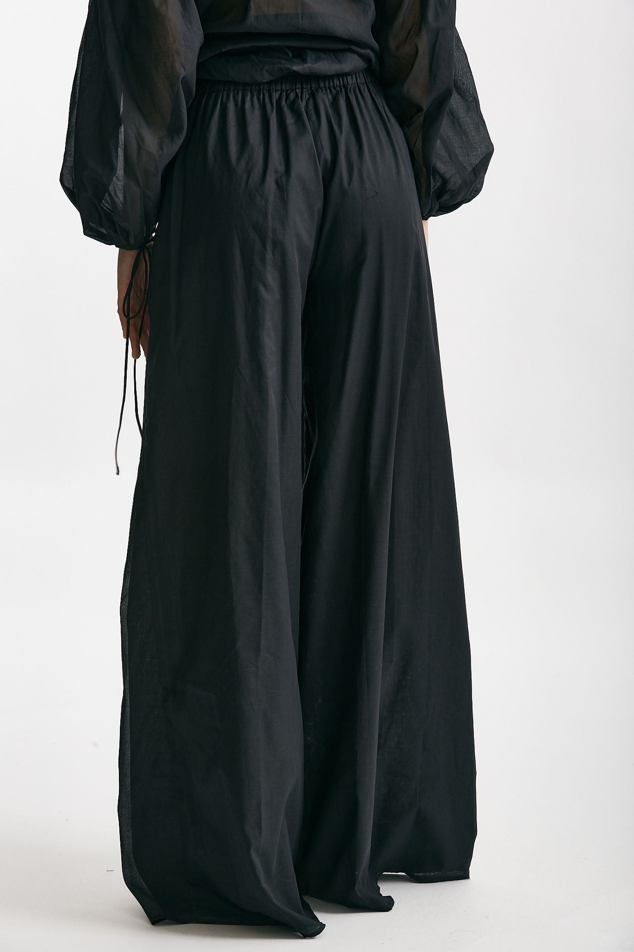 pantalone vita alta in mussola di cotone nero women The andamane - 3