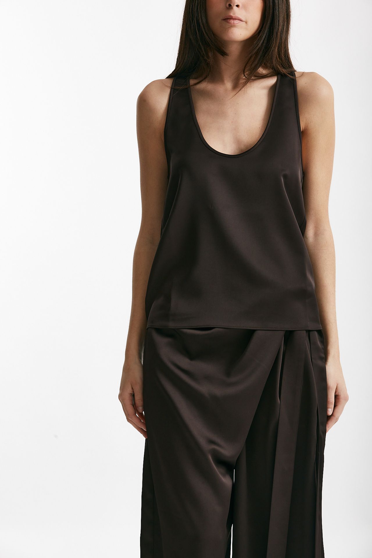 top scollato satin cioccolato women The andamane - 5