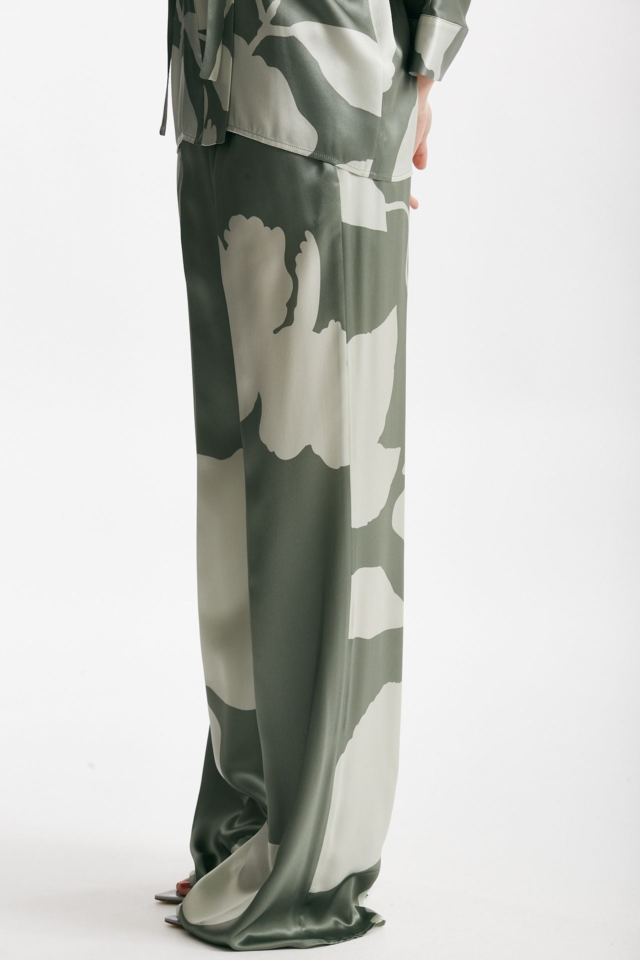 pantalone fluido in raso di pura seta fantasia women Antonelli firenze - 2