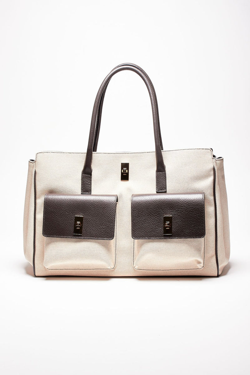 borsa in pelle e canvas soledad testa di moro women Avenue 67