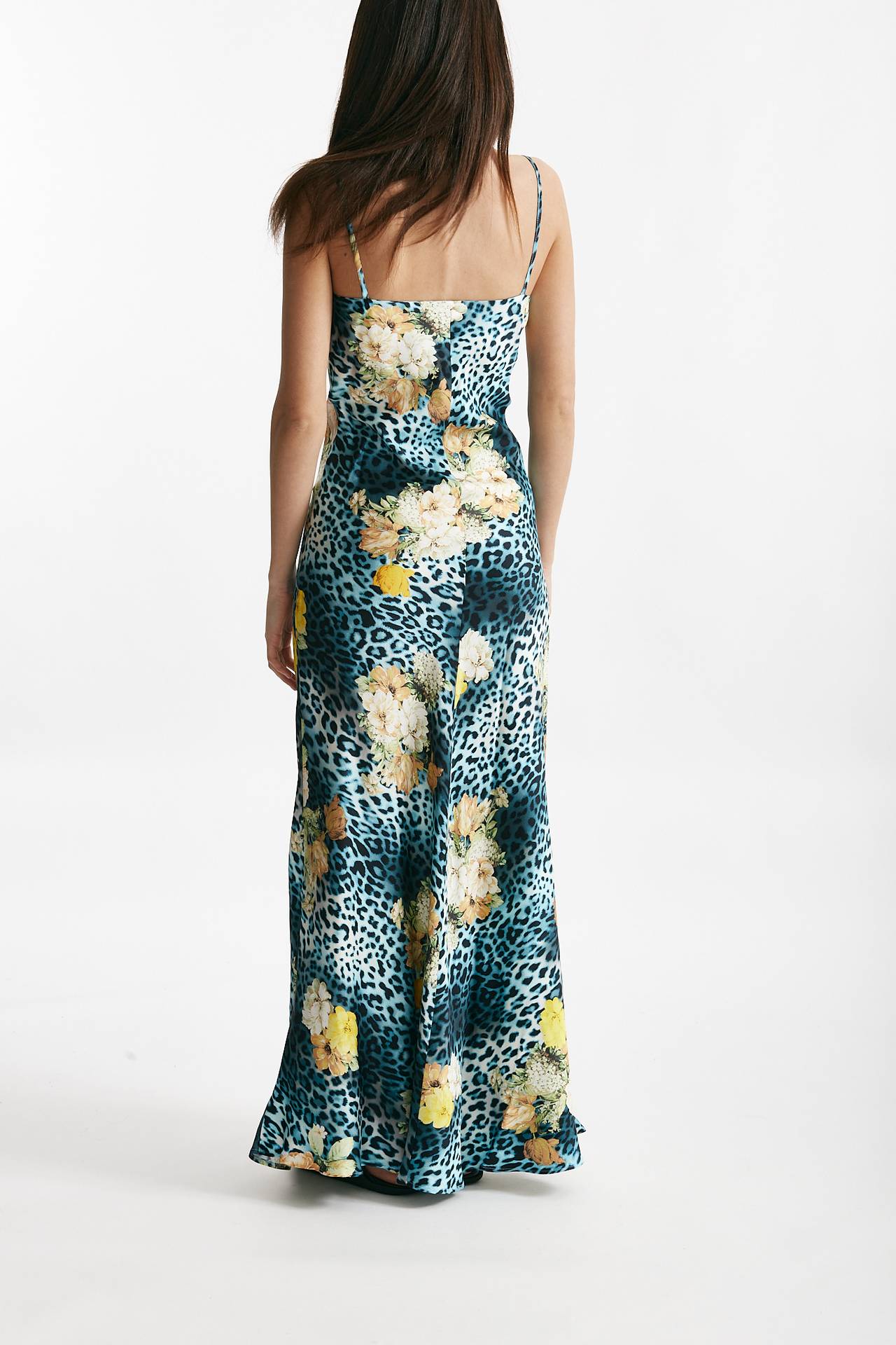 abito lungo in viscosa fantasia animalier azzurra e gialla women Bellini - 3