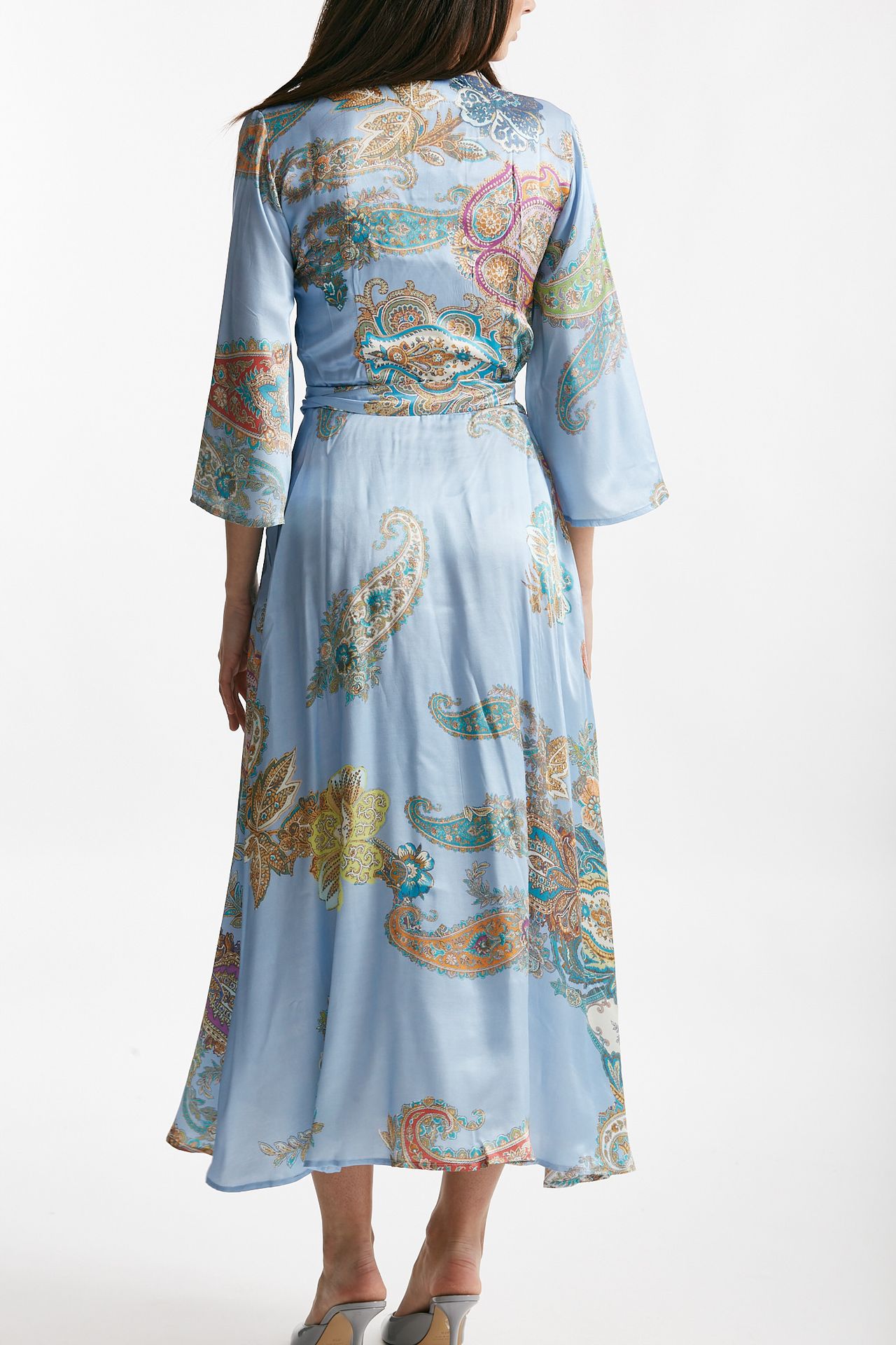 abito wrap in fantasia fantasia fondo azzurro women Bellini - 3