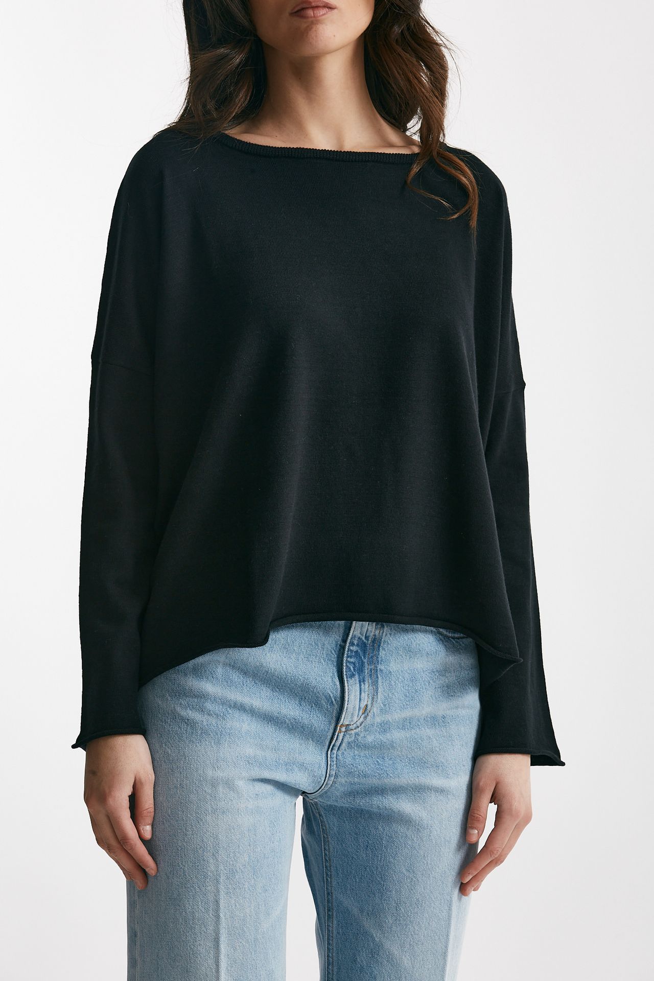 maglia ampia in cotone e cachemire nero women Be you - 4