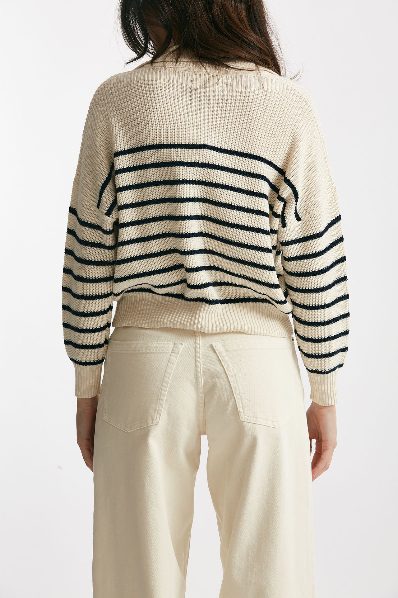 maglia lavorata in cotone rigata panna e blu women Be you - 3