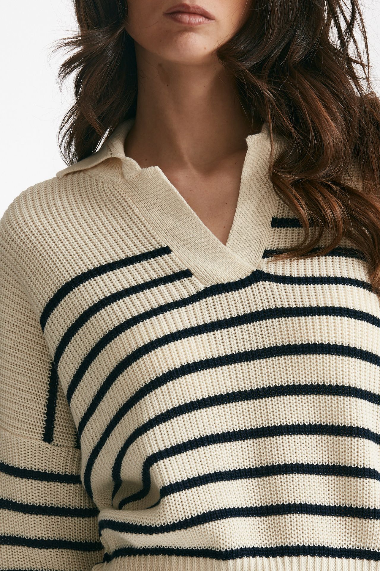 maglia lavorata in cotone rigata panna e blu women Be you - 5