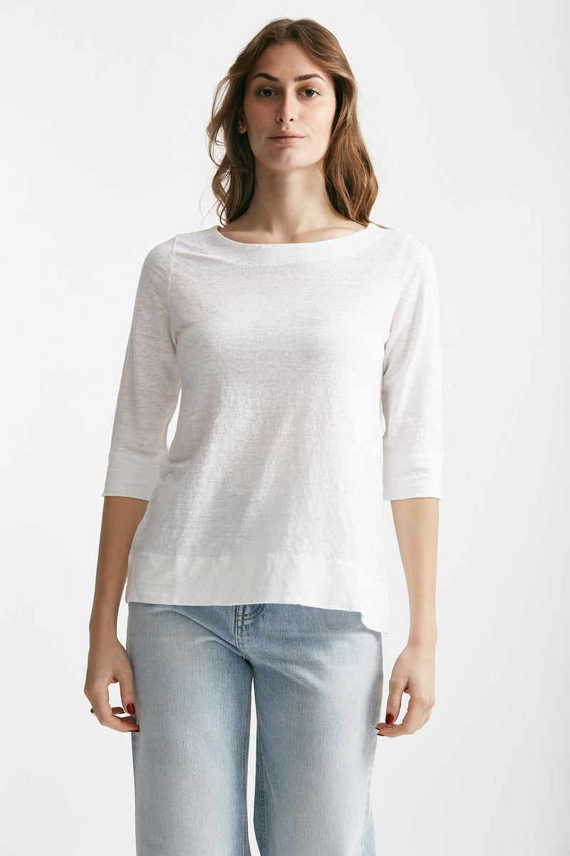t-shirt in lino bianco scollo tondo women Clouds