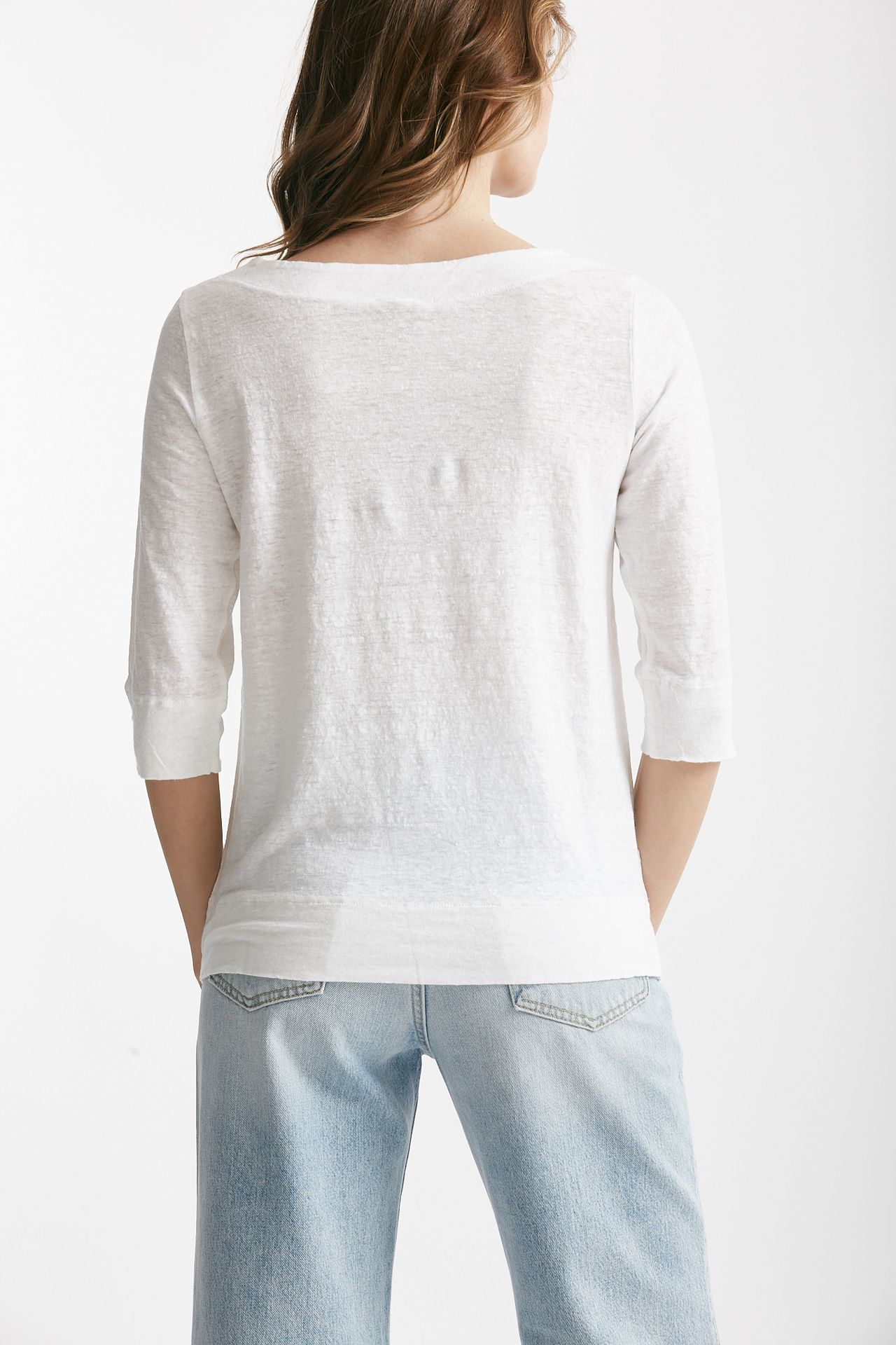 t-shirt in lino bianco scollo tondo women Clouds - 3