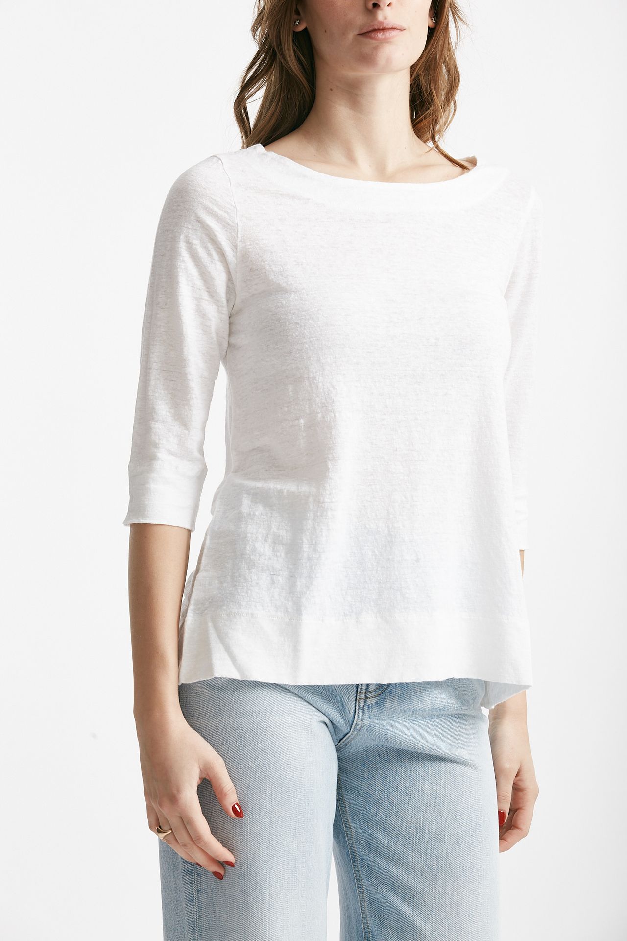 t-shirt in lino bianco scollo tondo women Clouds - 4