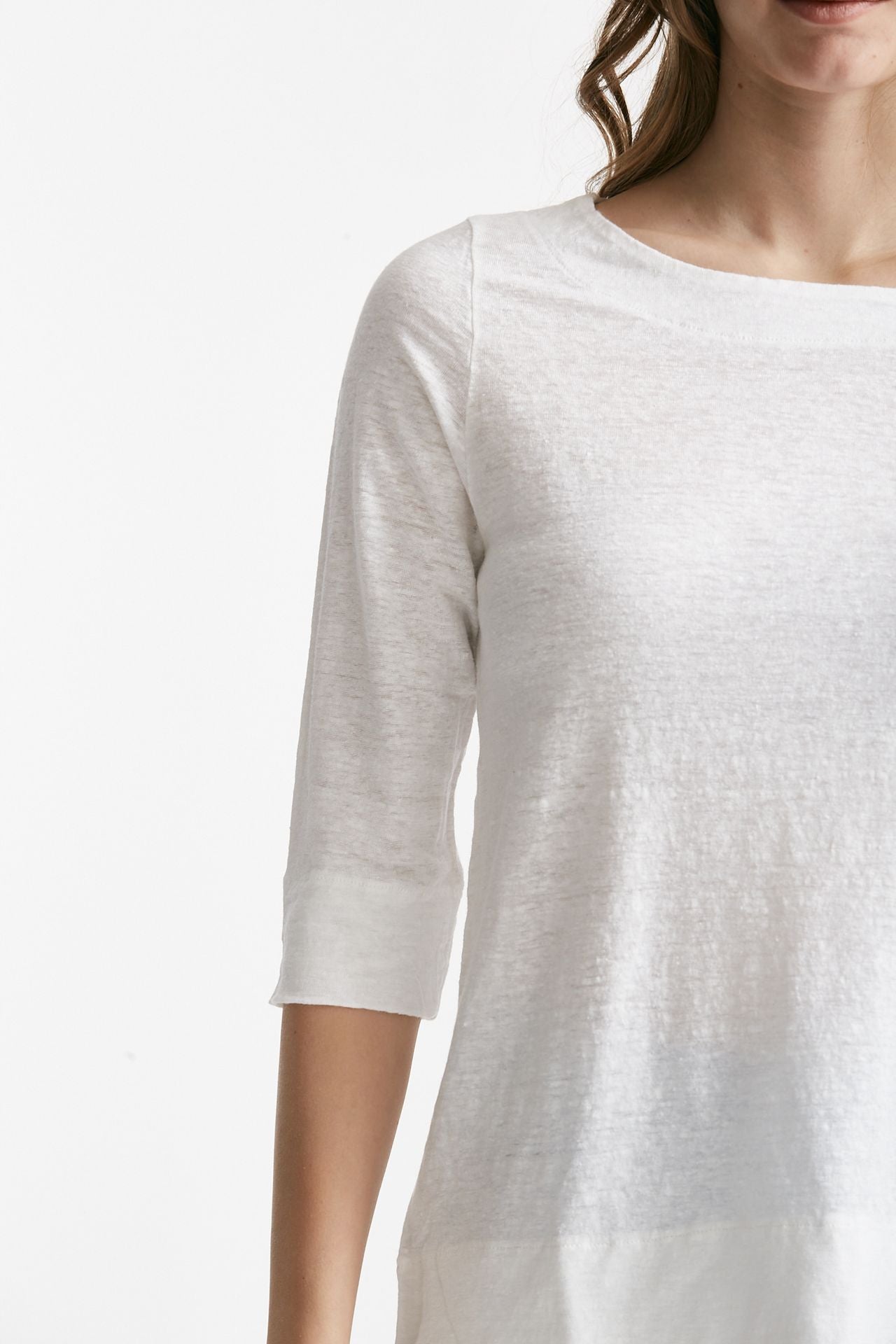 t-shirt in lino bianco scollo tondo women Clouds - 5