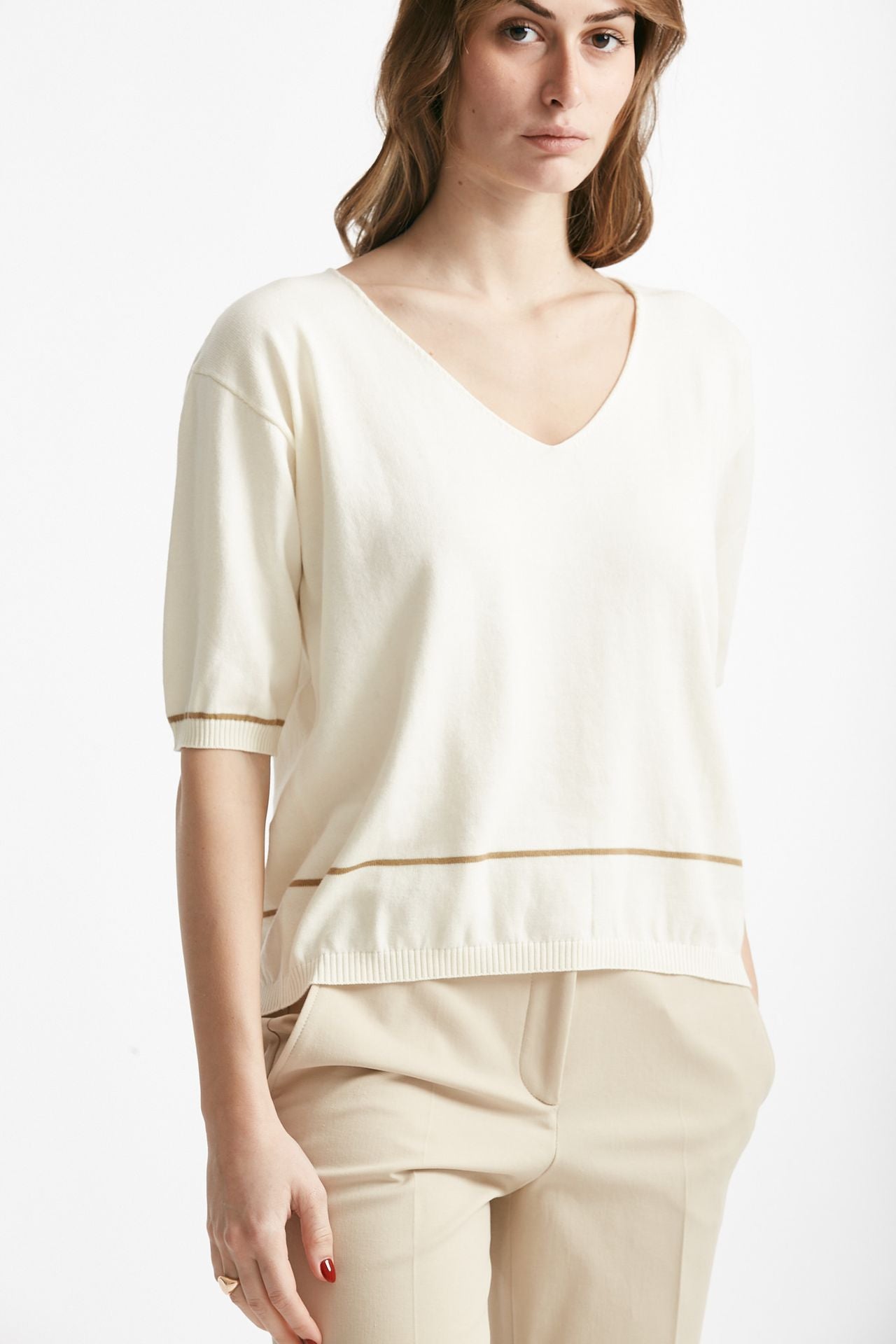 maglia scollo v panna women Clouds - 4