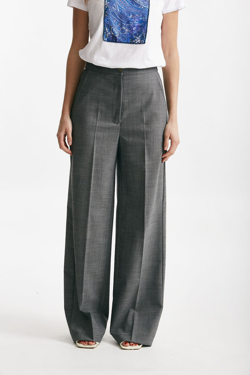 pantalone palazzo grigio tela in misto lana women Department five