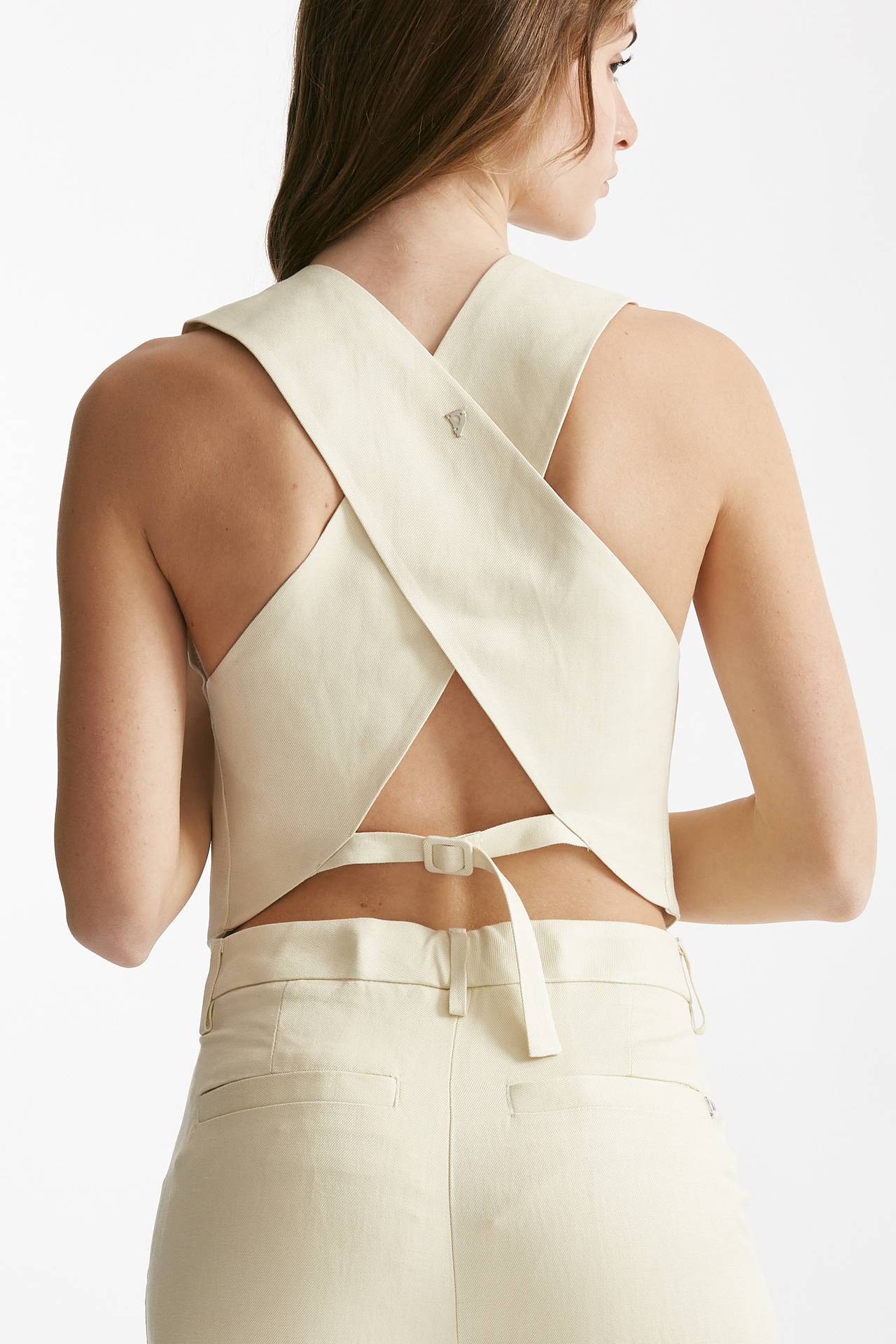 gilet intrecciato con bottoni beige women Dondup - 3