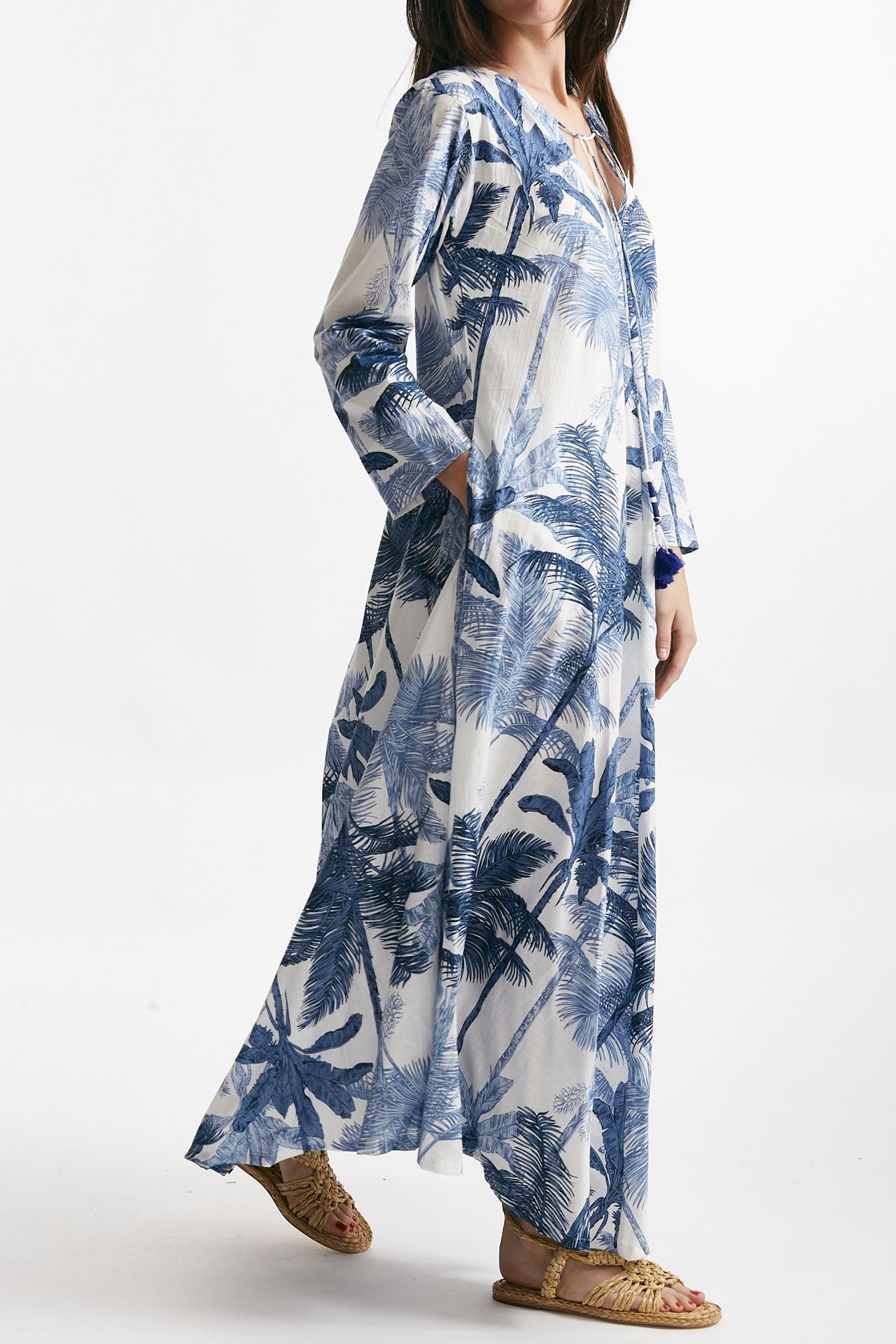 abito lungo in cotone soleil fantasia blu women Elleblue - 4