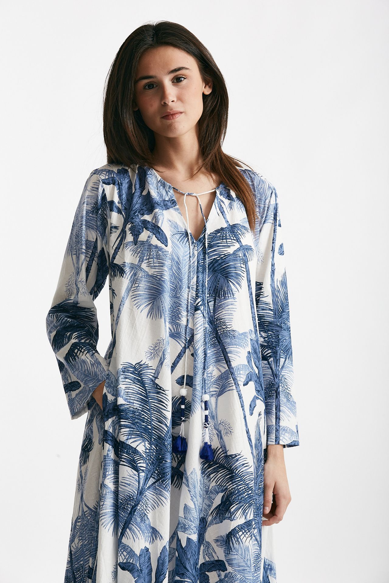 abito lungo in cotone soleil fantasia blu women Elleblue - 5
