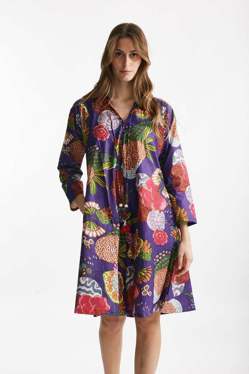 abito midi soleil crop fantasia viola e rossa women Elleblue