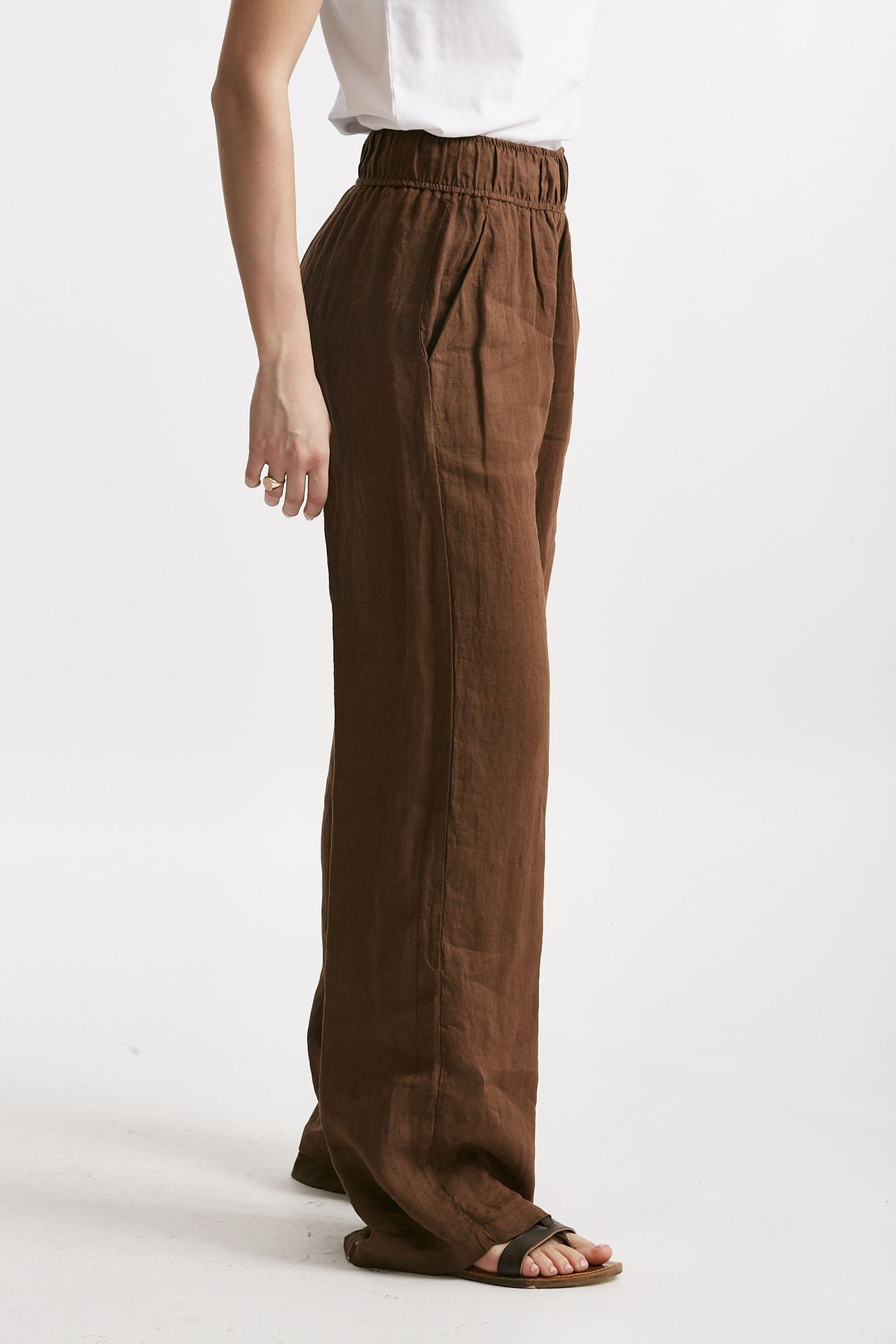 pantalone in lino tabacco vita alta women Grifoni - 3