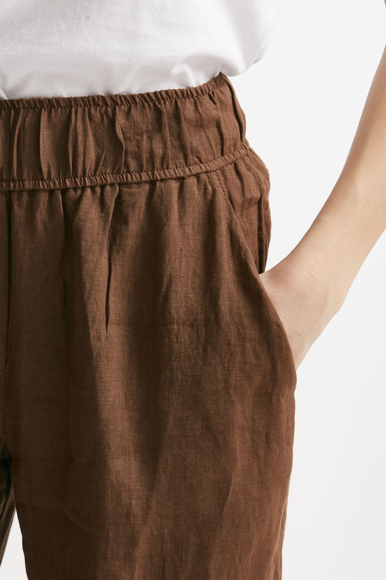 pantalone in lino tabacco vita alta women Grifoni - 4