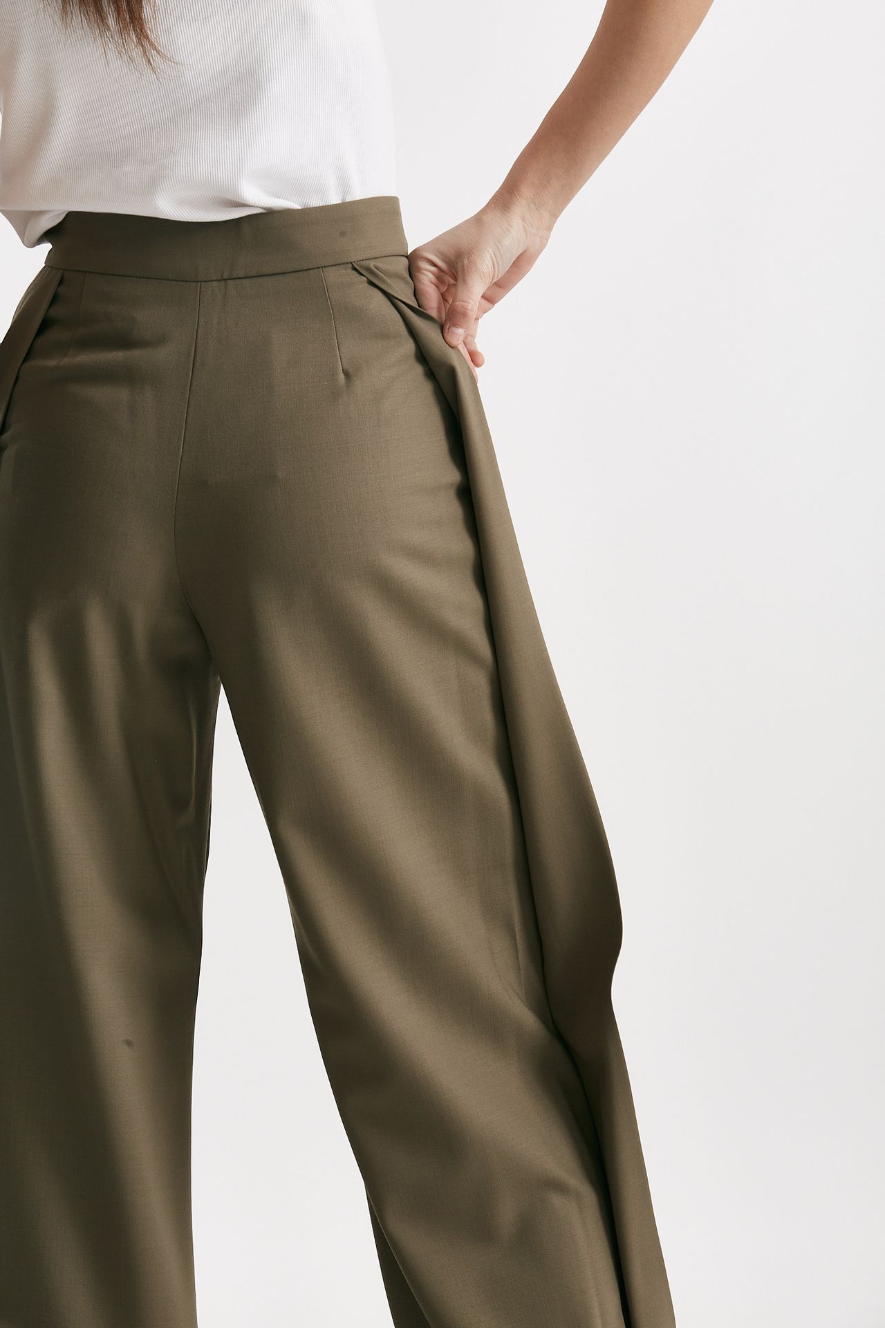 pantalone pinces vita alta con pinces kaki women Iro - 6