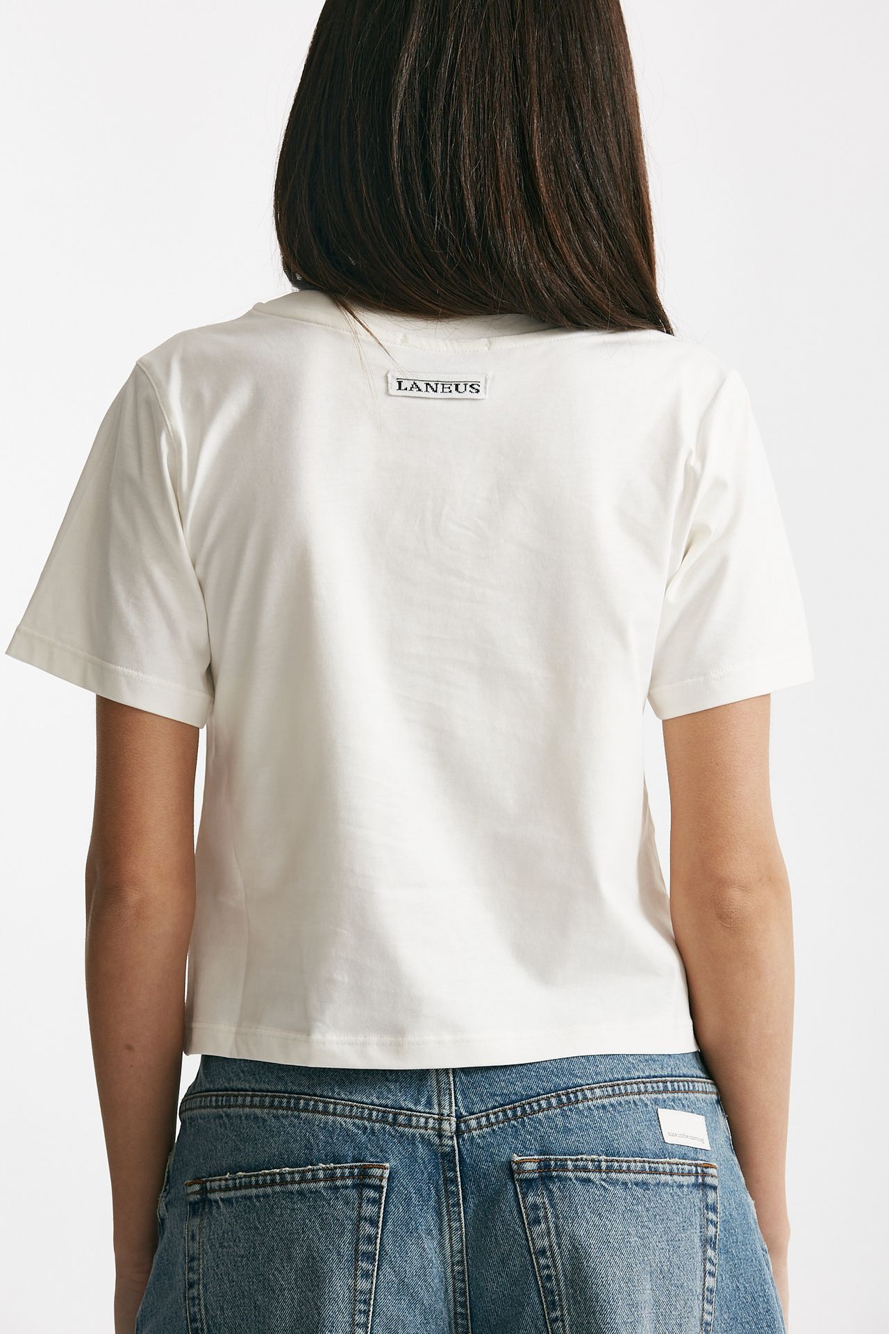 t-shirt con logo ricamato bianco women Laneus - 3