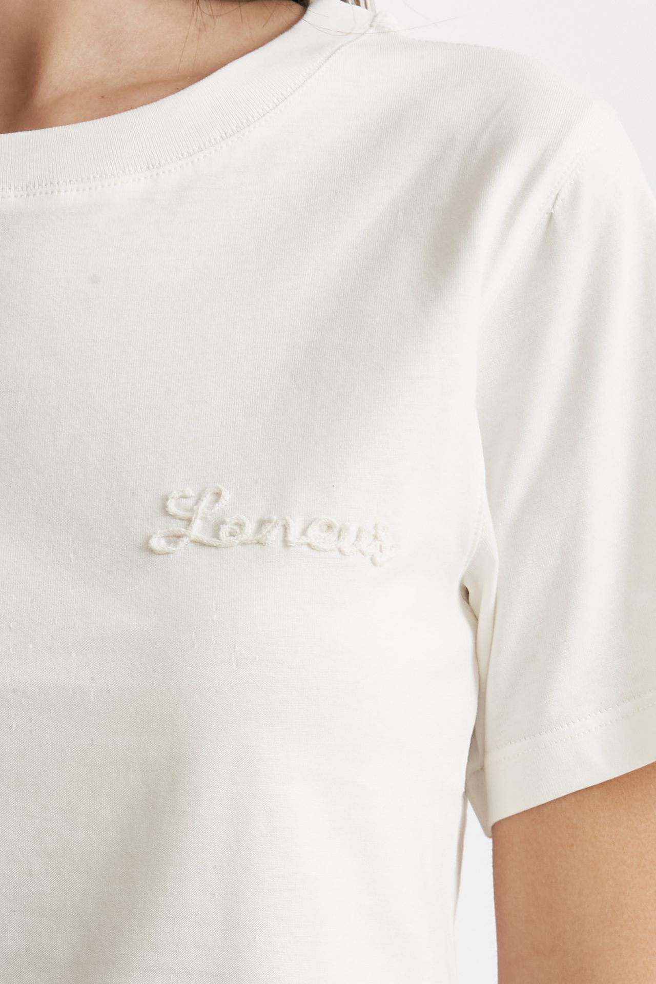 t-shirt con logo ricamato bianco women Laneus - 5