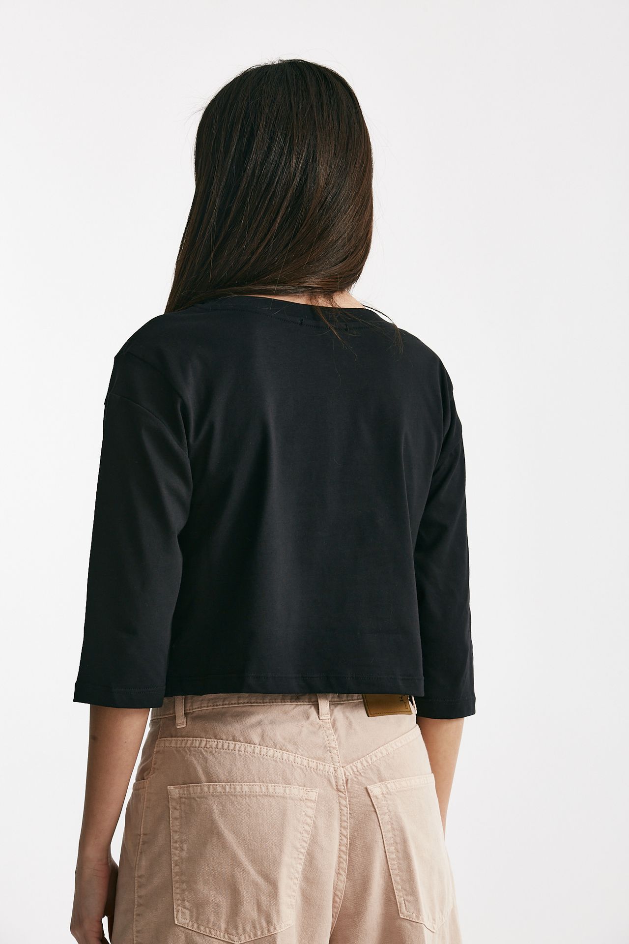 t-shirt crop nero women Laneus - 3