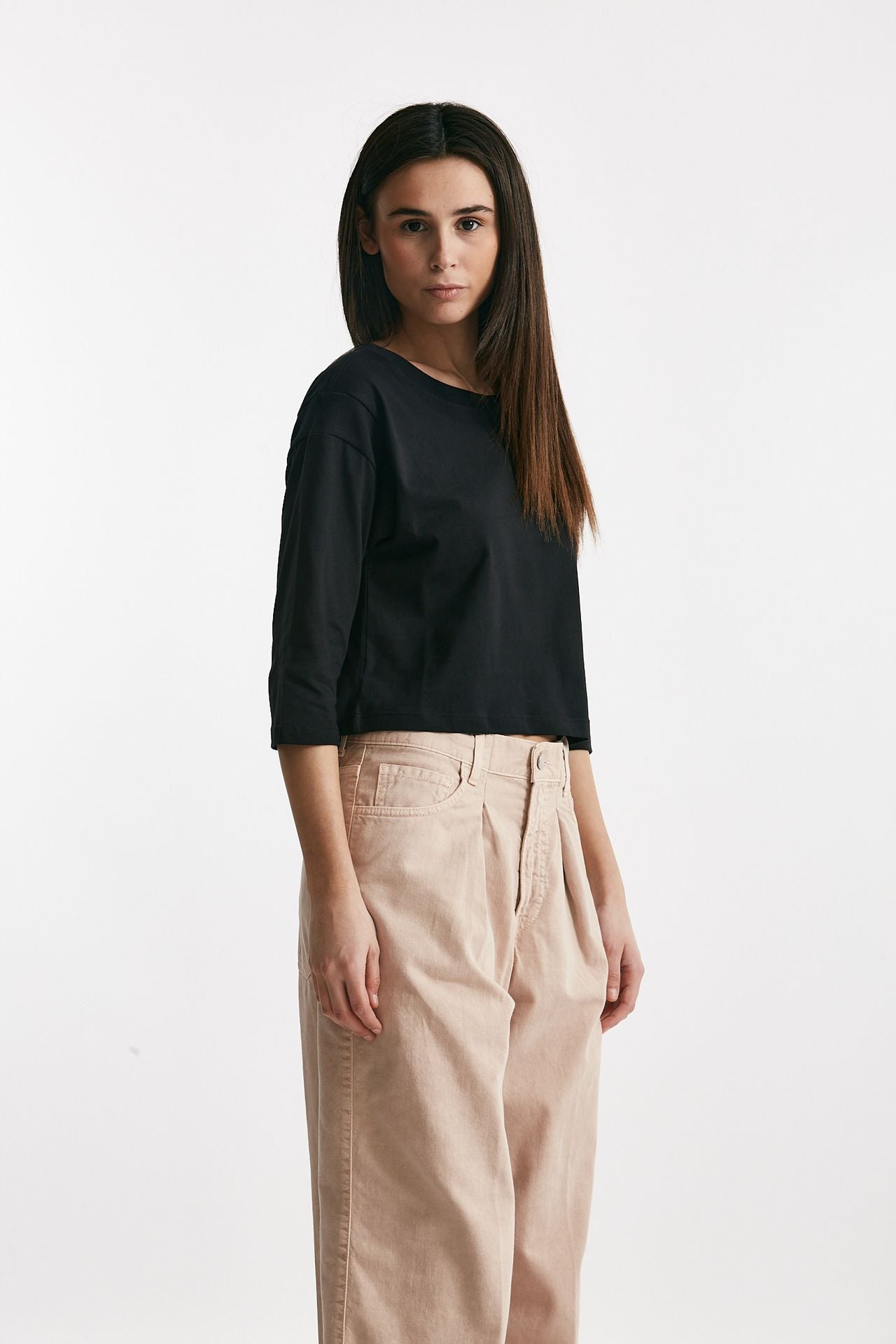 t-shirt crop nero women Laneus - 4