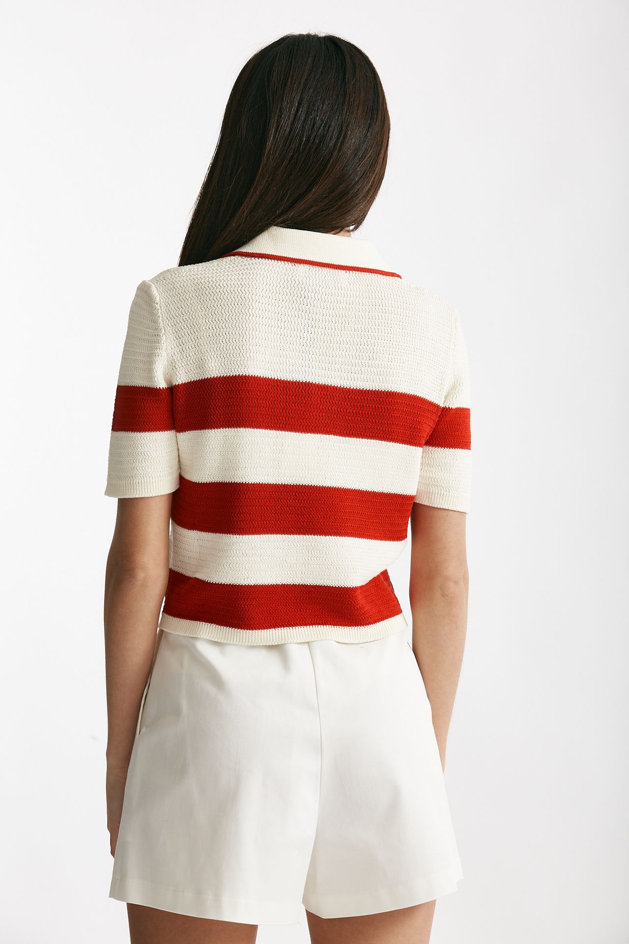 maglia polo rigata panna e rossa women Laneus - 3