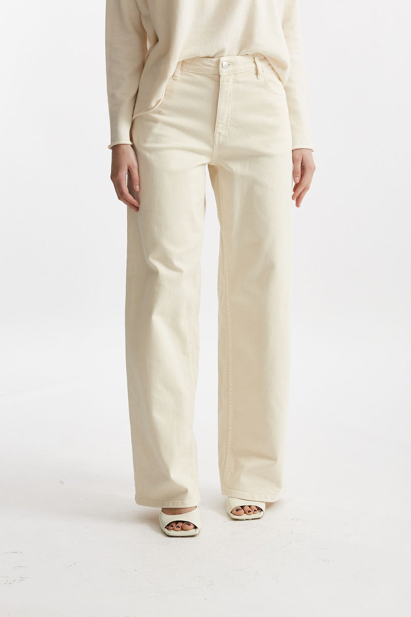 jeans palazzo vita alta panna women Nude