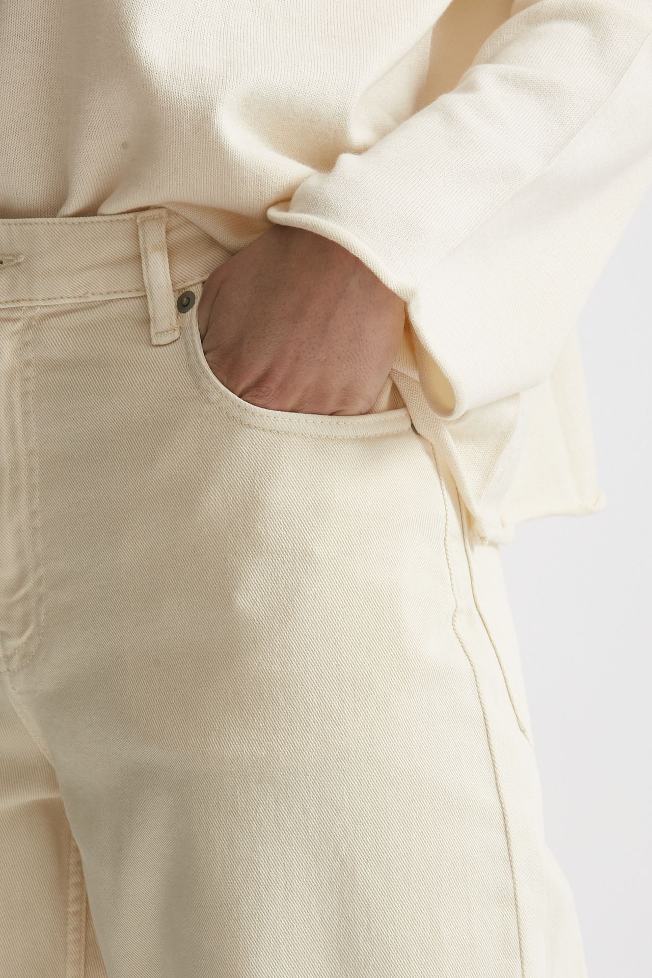 jeans palazzo vita alta panna women Nude - 5
