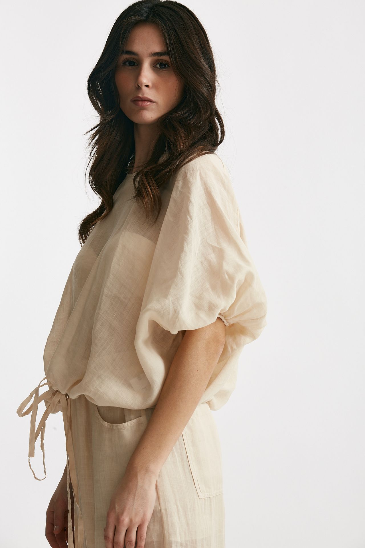 camicia in lino beige chiaro women Nude - 2