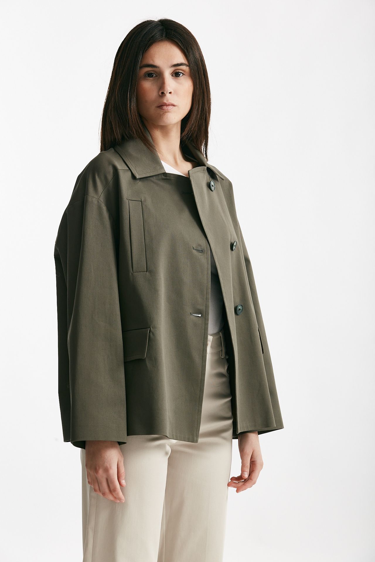 caban in cotone verde militare women ( p - s ) - 4