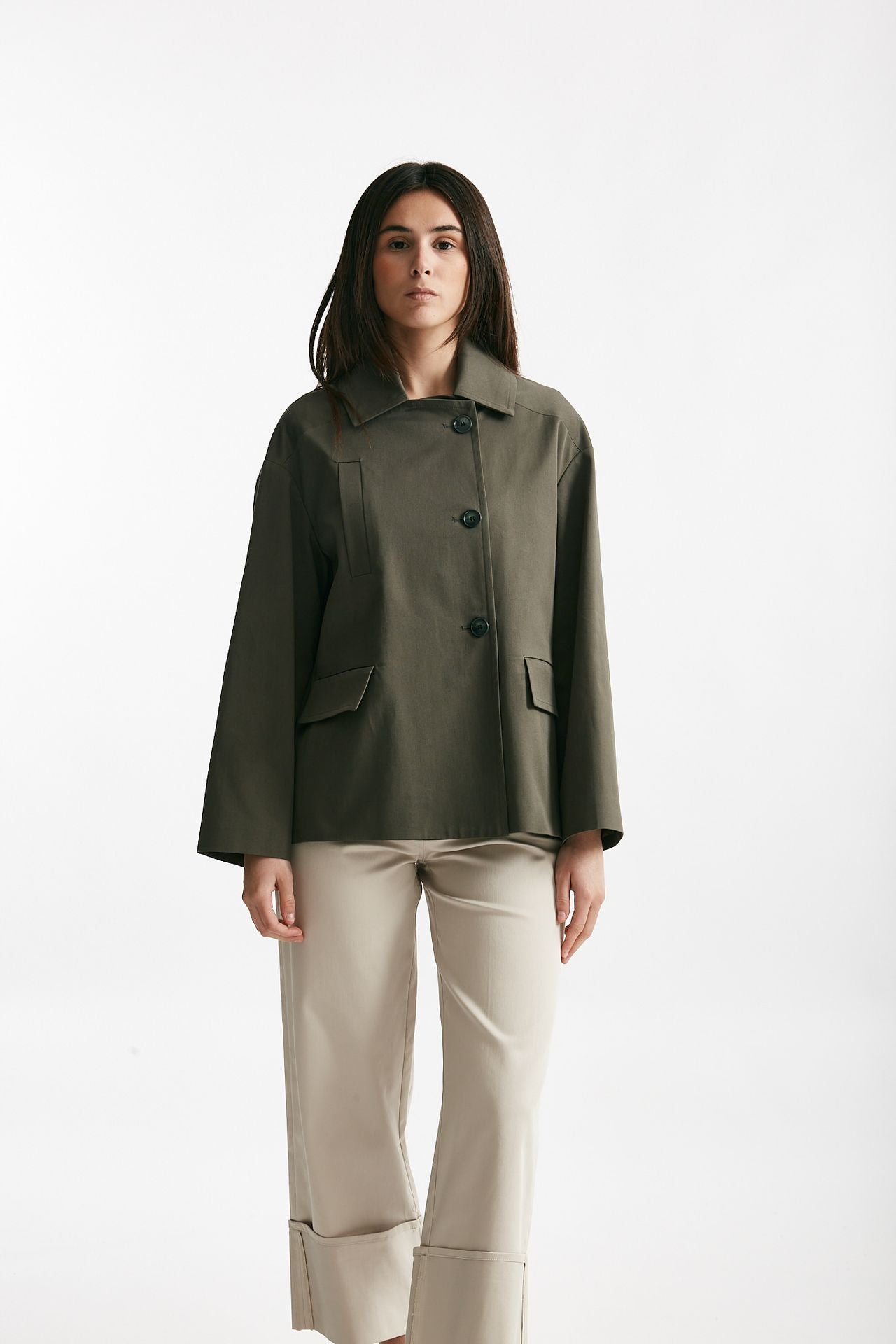 caban in cotone verde militare women ( p - s ) - 6