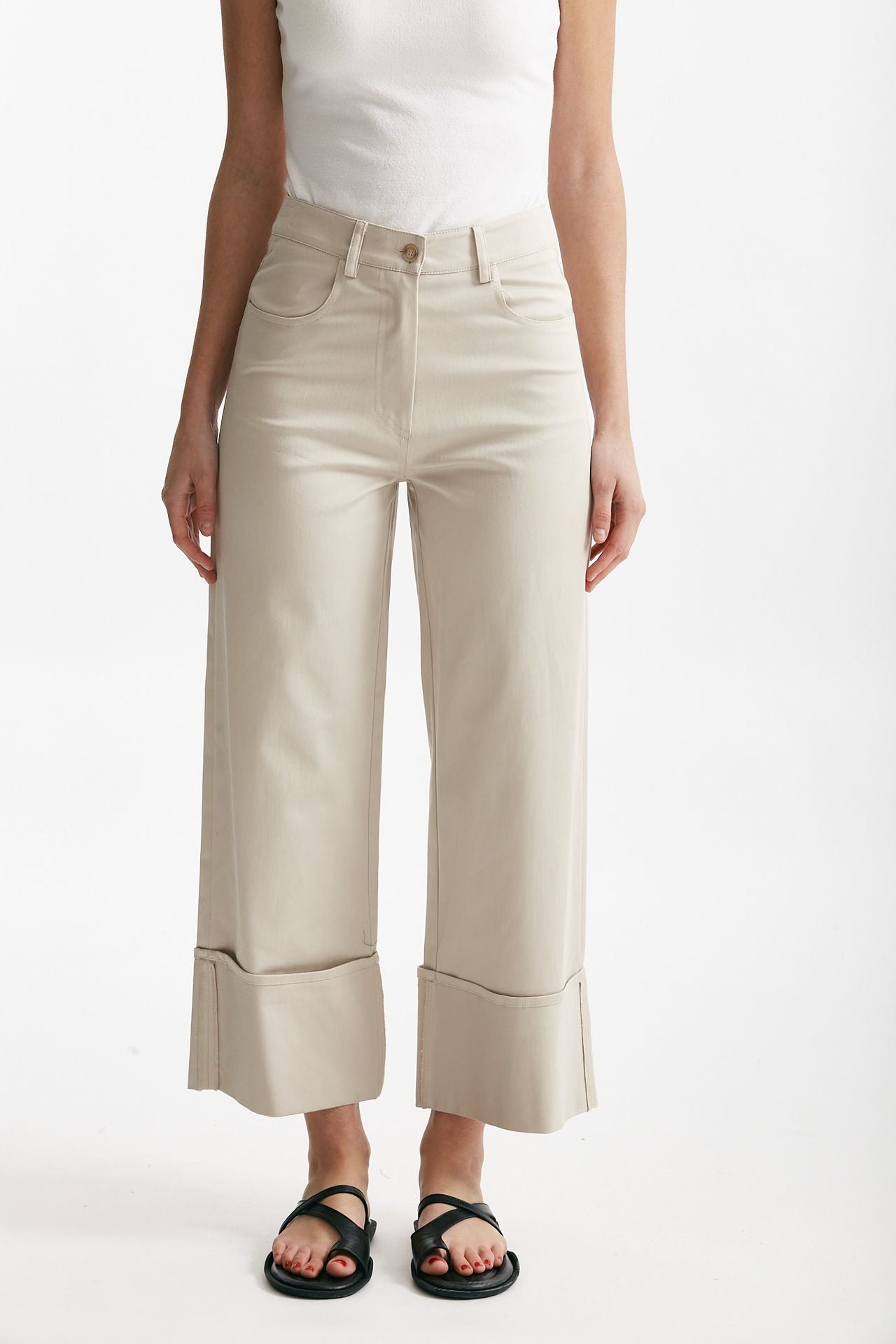 pantalone vita alta in cotone ghiaccio women ( p - s ) - 4