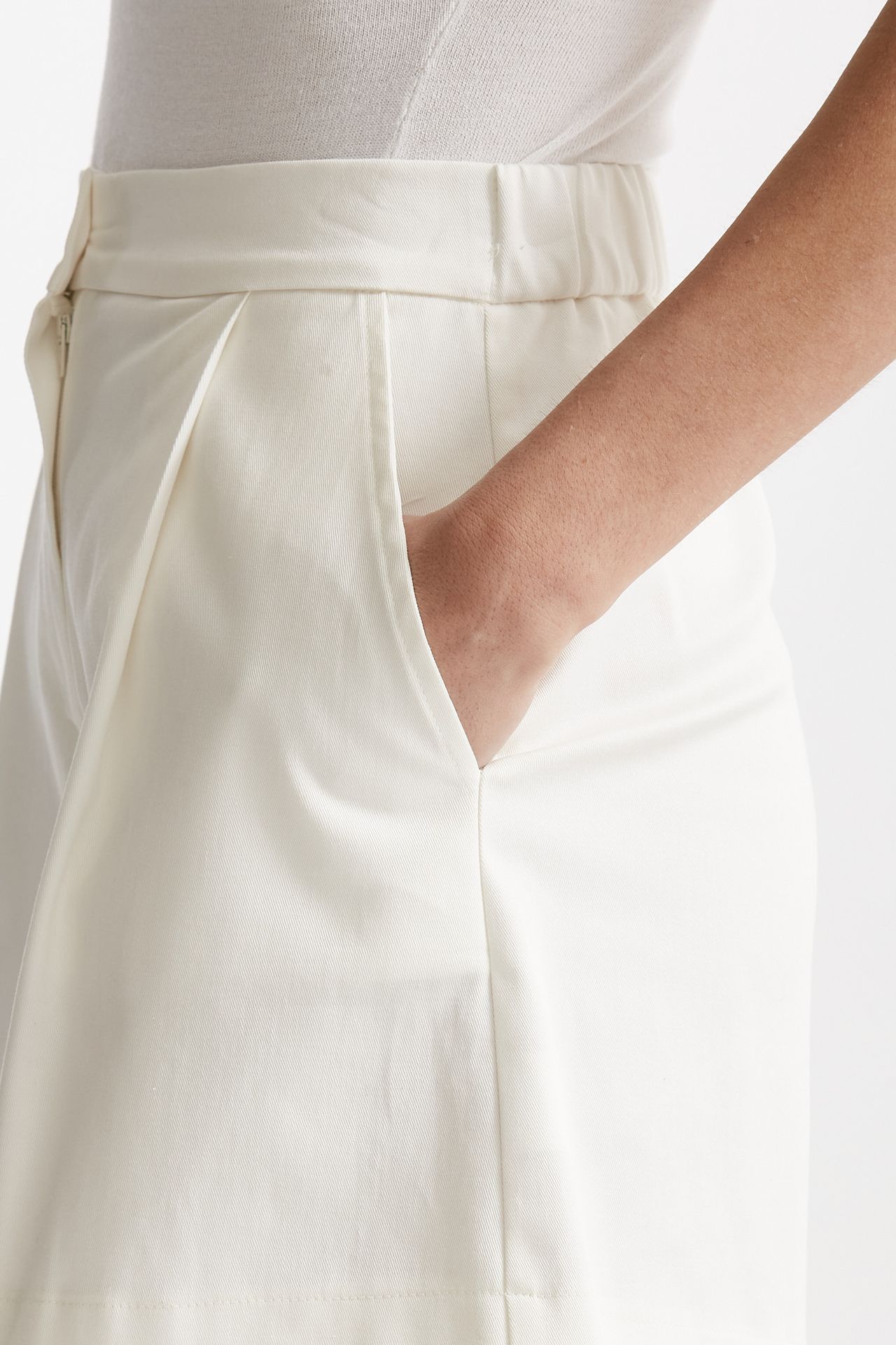 shorts vita alta in cotone bianco women ( p - s ) - 5