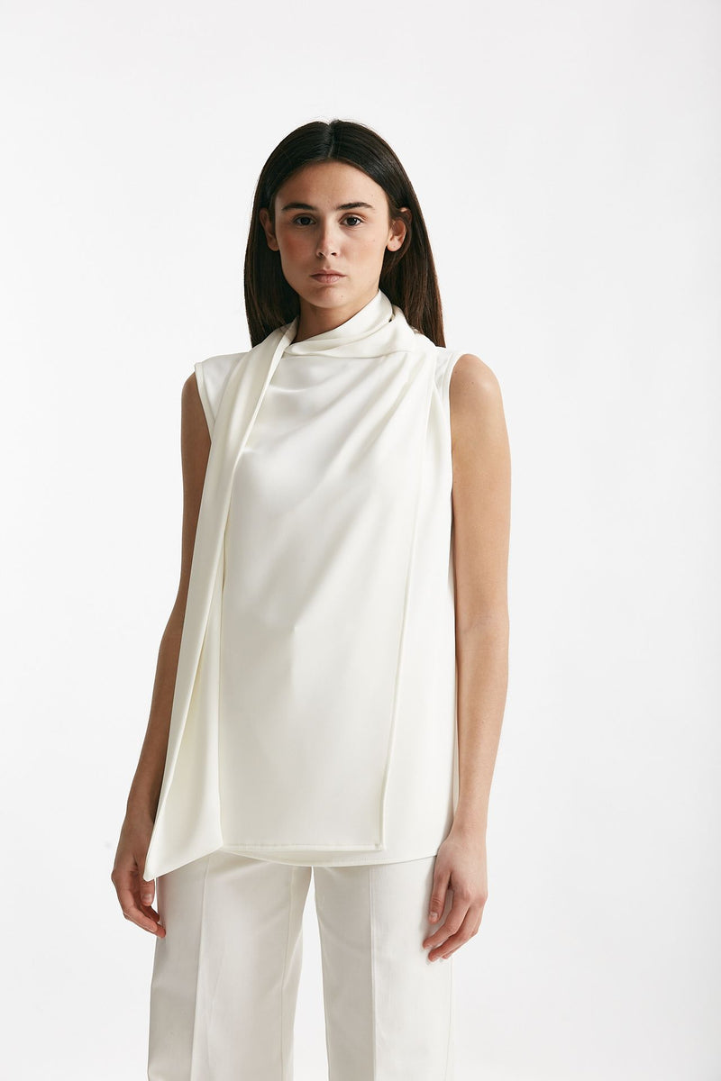 top con sciarpa bianco women ( p - s )