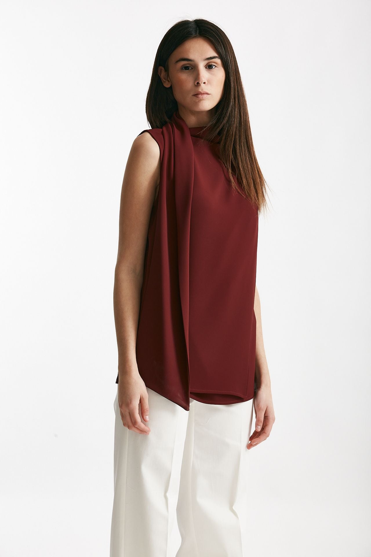 top con sciarpa bordeaux women ( p - s ) - 4