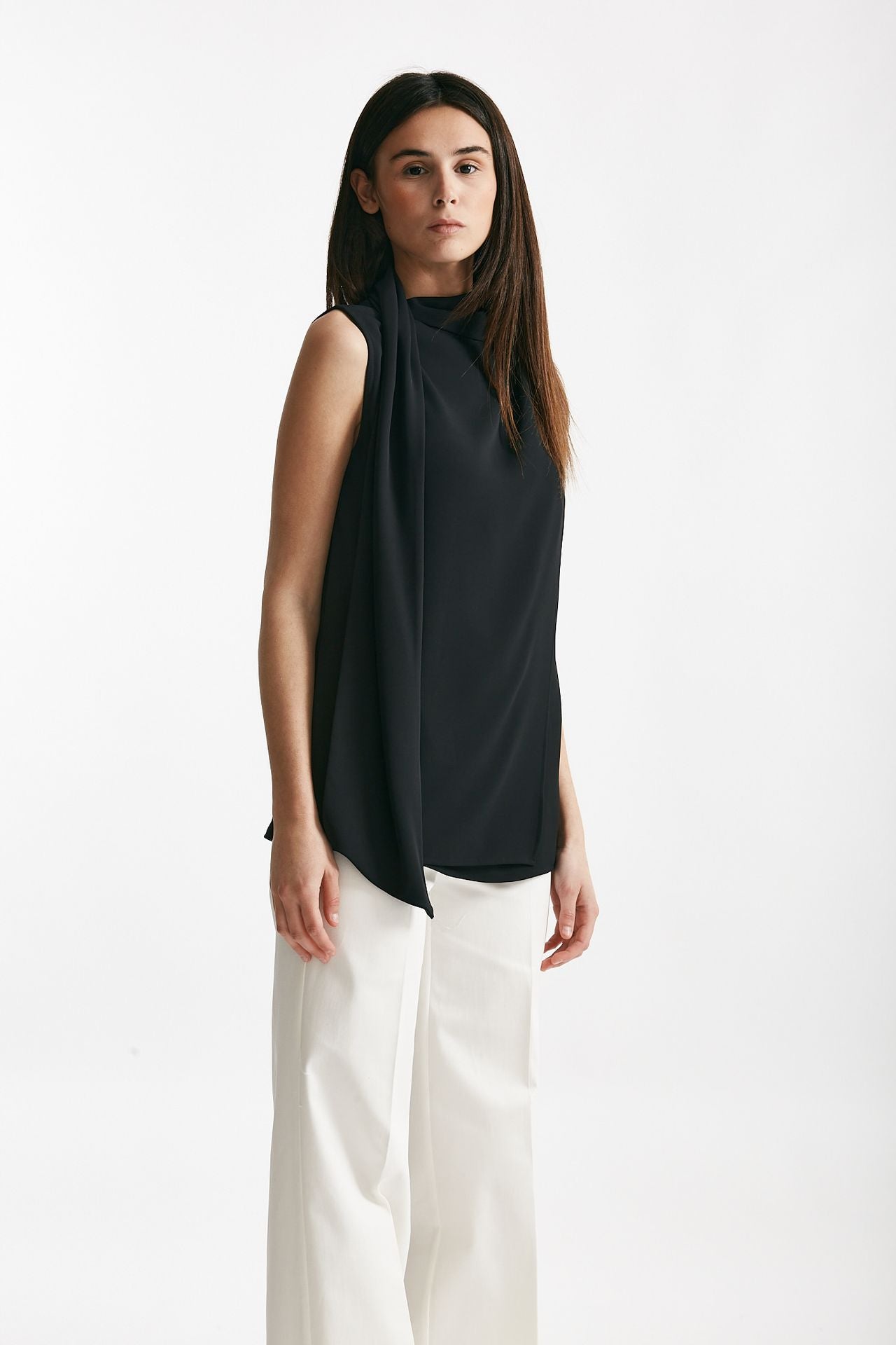 top con sciarpa nero women ( p - s ) - 4