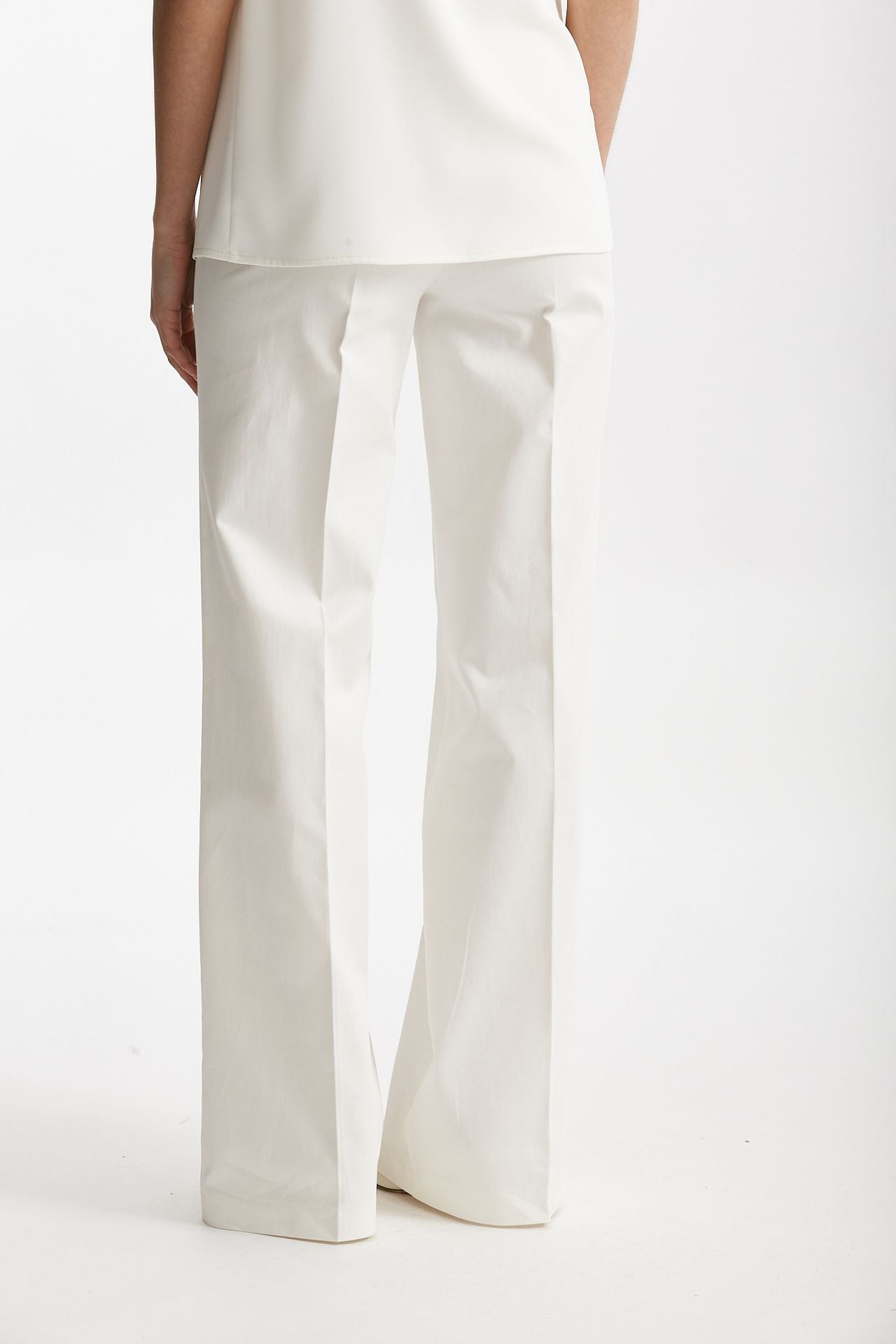 pantalone vita alta palazzo bianco women ( p - s ) - 3