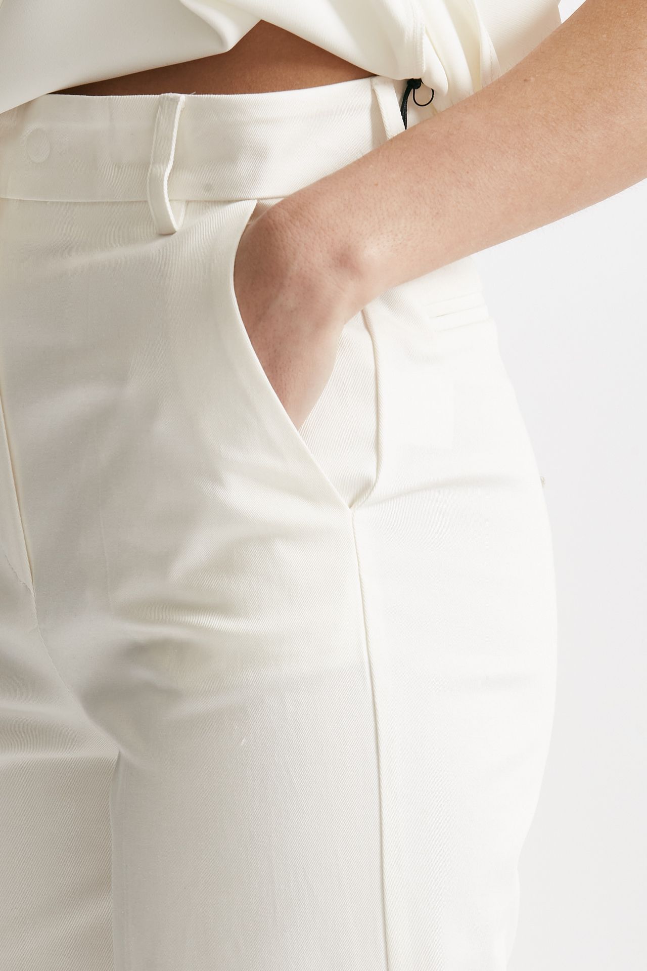 pantalone vita alta palazzo bianco women ( p - s ) - 5