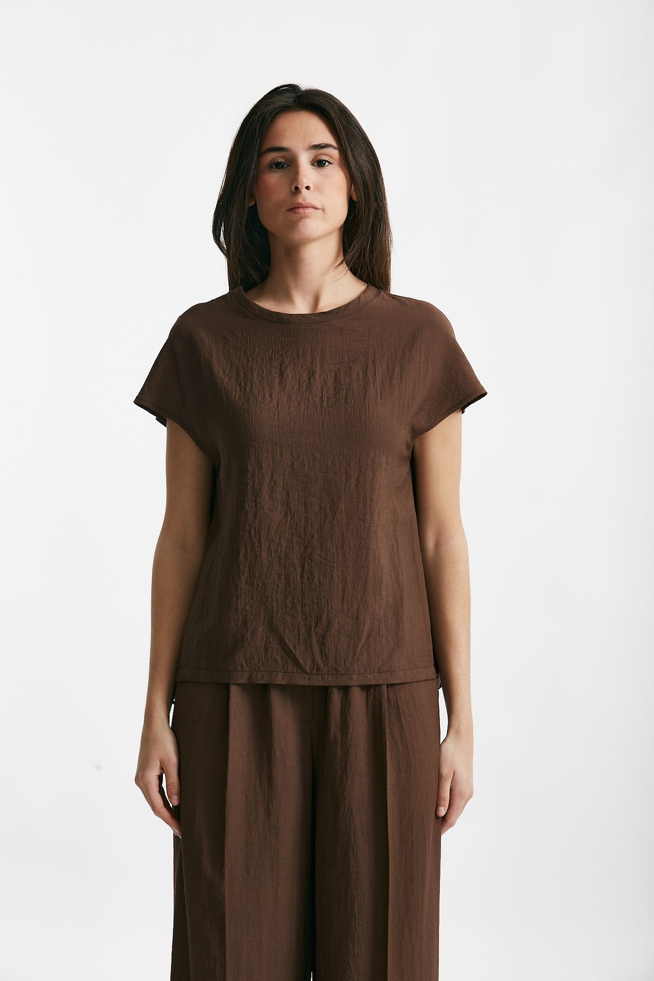 camicia effetto stropicciato marrone women ( p - s ) - 3