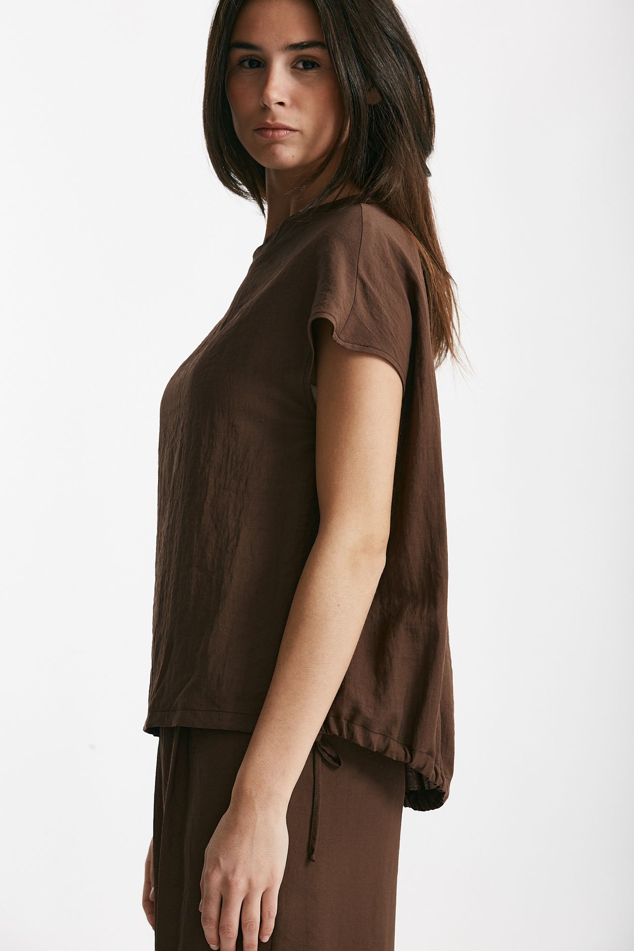camicia effetto stropicciato marrone women ( p - s ) - 4