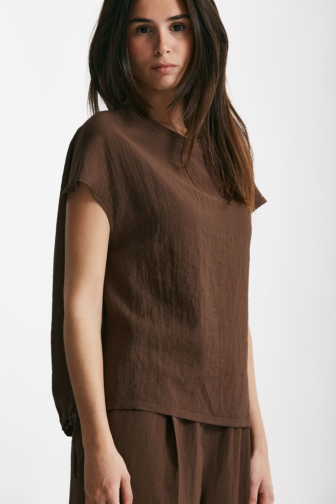 camicia effetto stropicciato marrone women ( p - s ) - 6