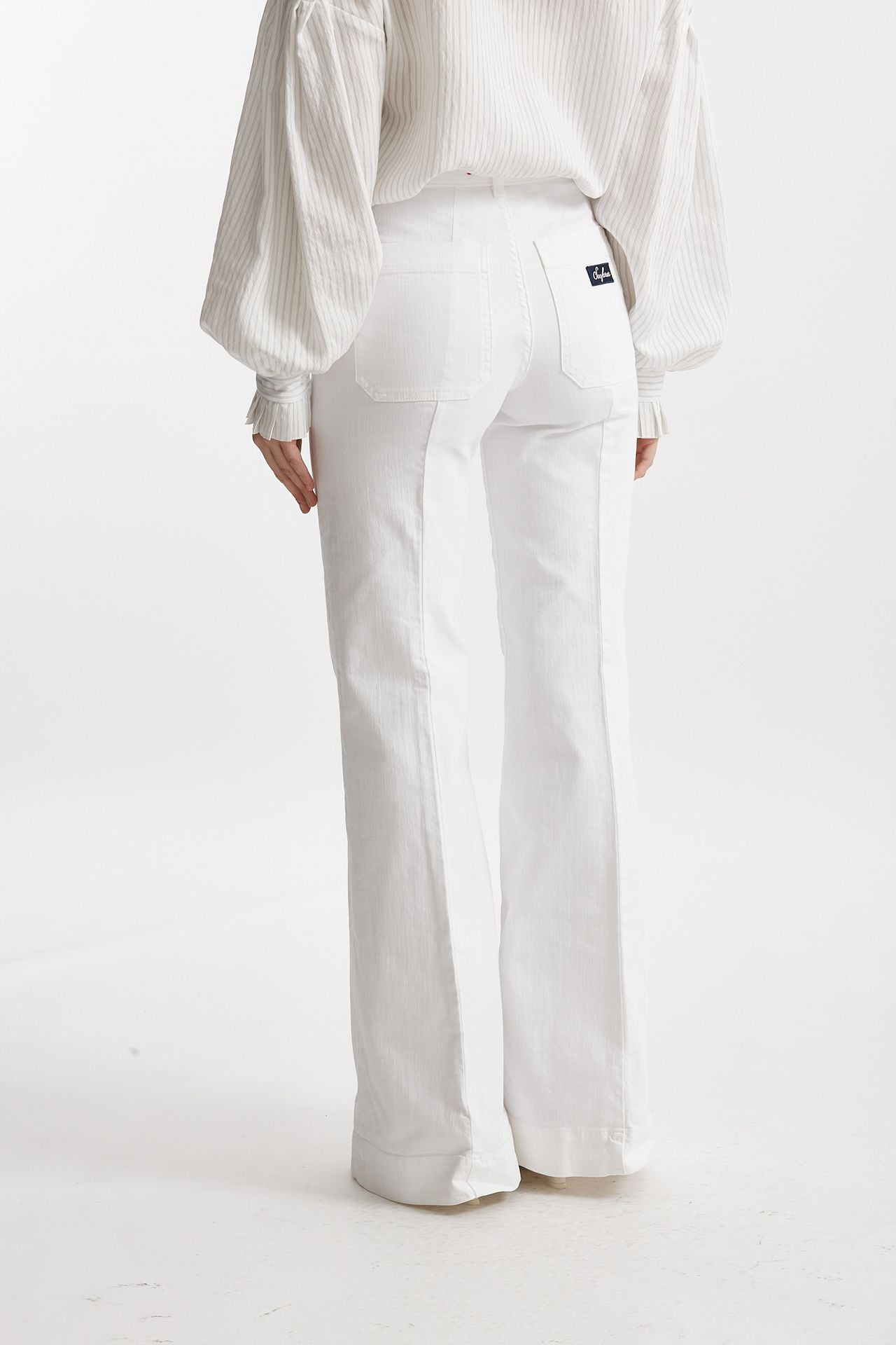 jeans a zampa bianco vita alta women Seafarer - 3