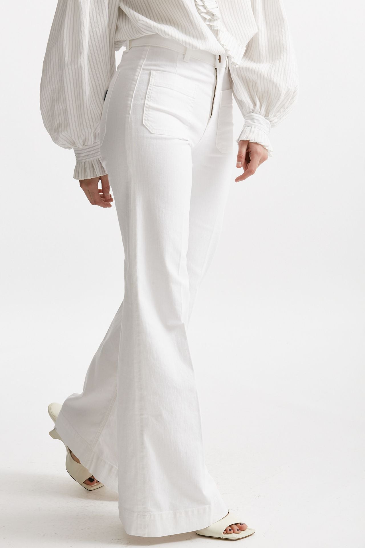 jeans a zampa bianco vita alta women Seafarer - 4