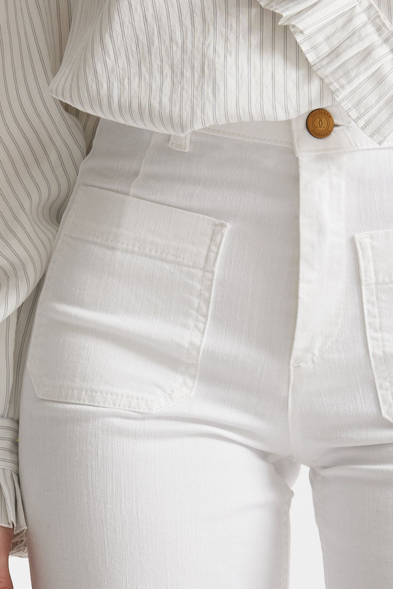 jeans a zampa bianco vita alta women Seafarer - 5