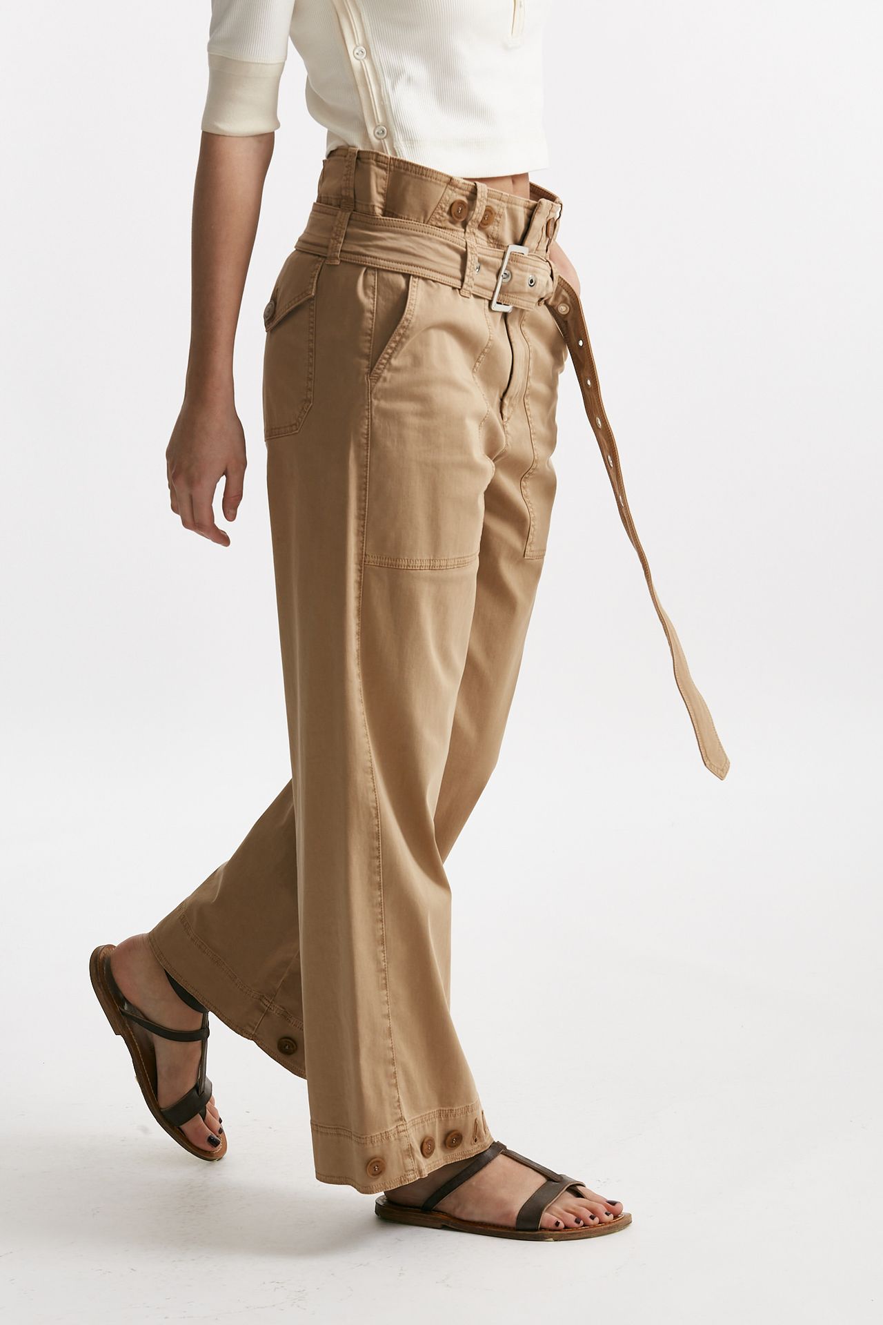 pantalone in cotone cammello vita regolare women Seafarer - 3