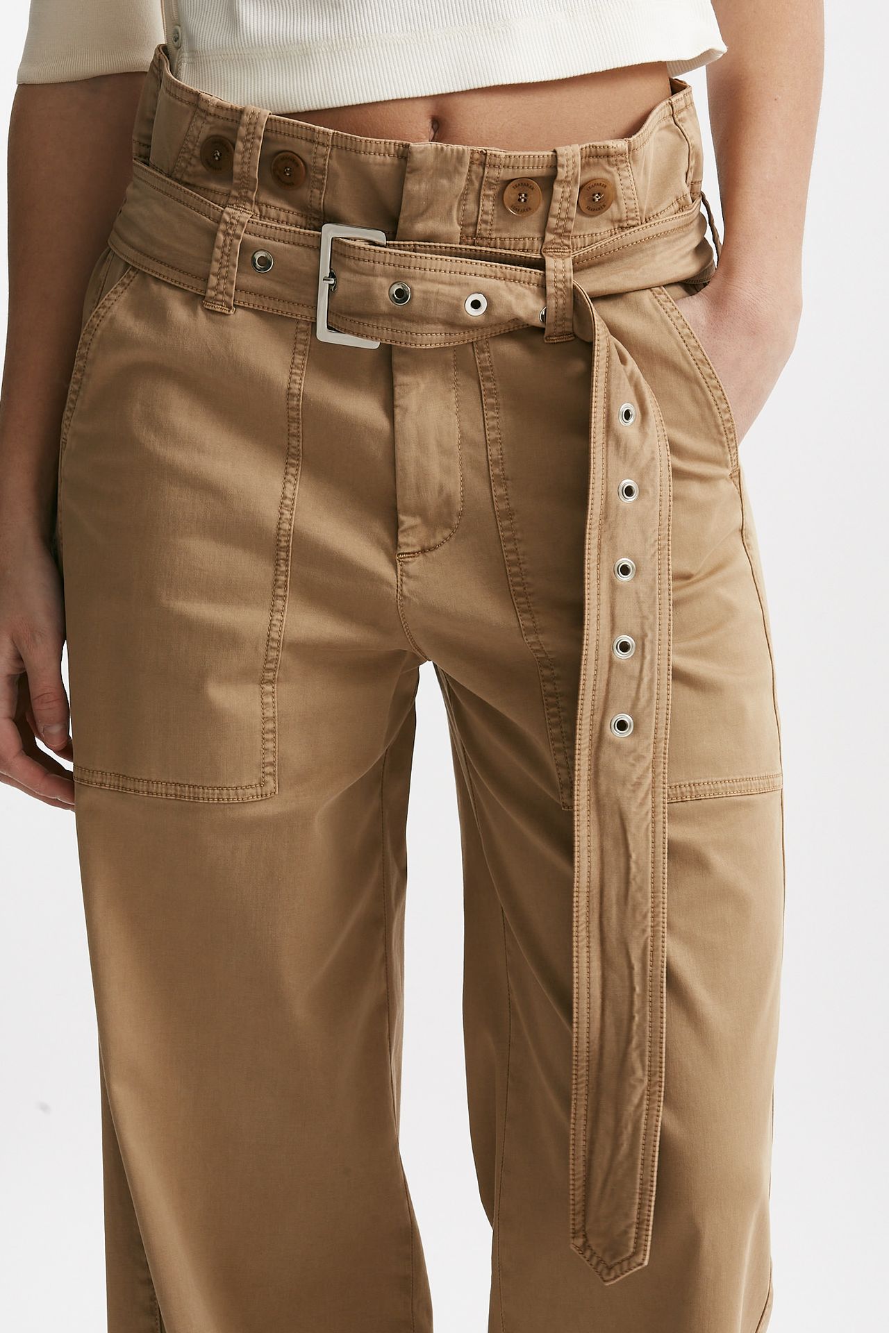 pantalone in cotone cammello vita regolare women Seafarer - 5