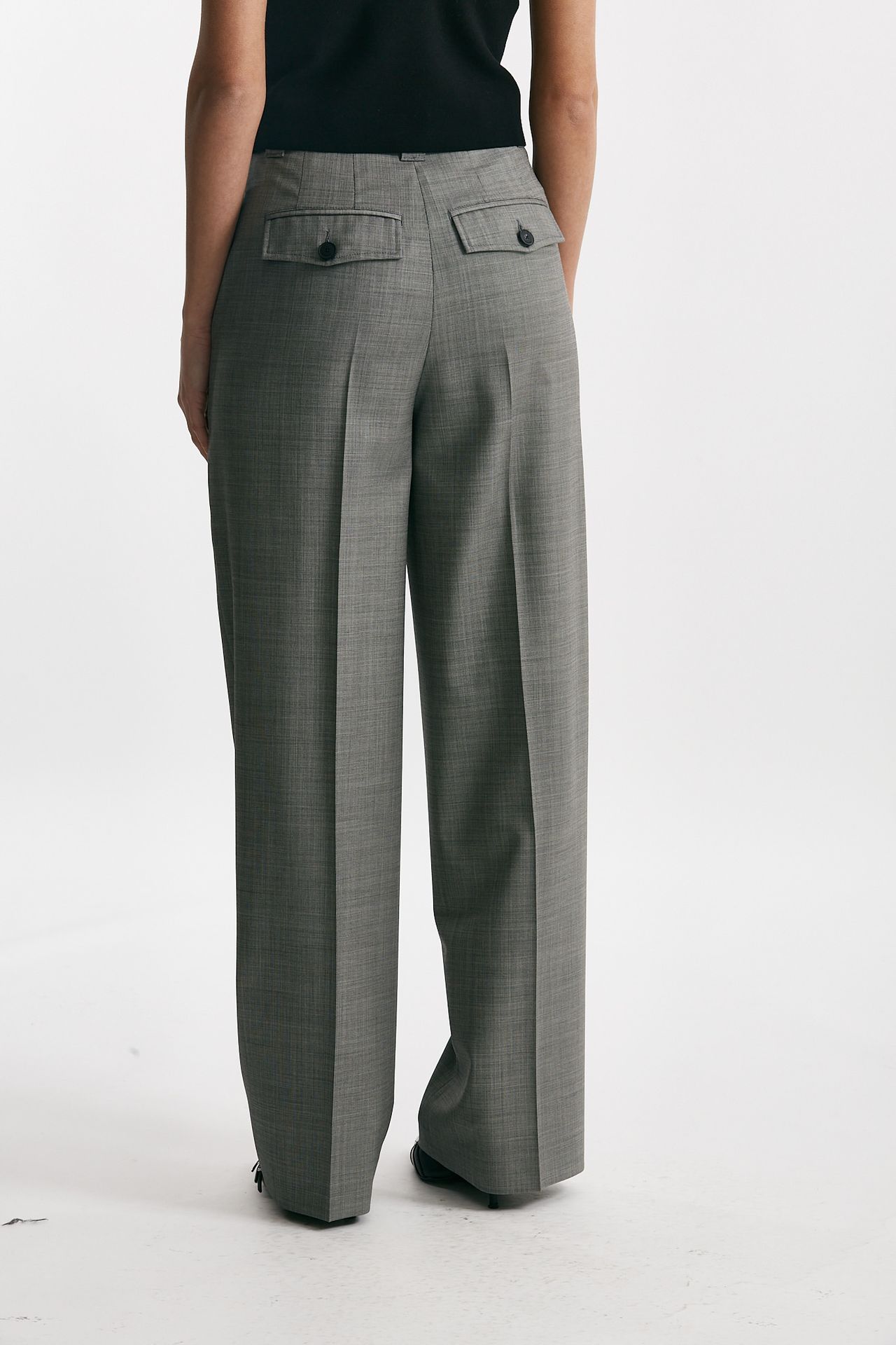 pantalone in tela di lana grigio vita alta women Seafarer - 4