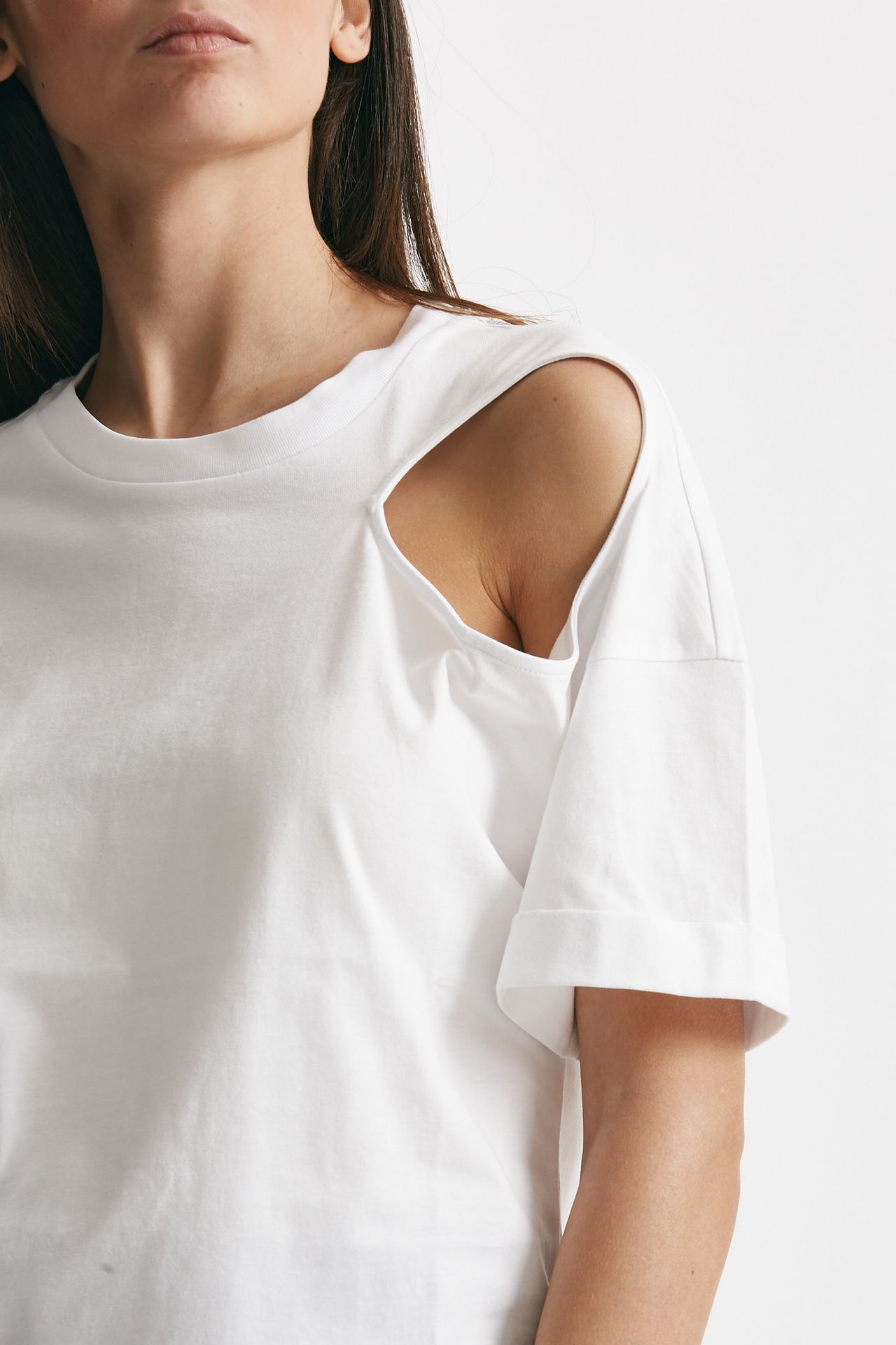 t-shirt girocollo cut out bianco women Federica tosi - 3