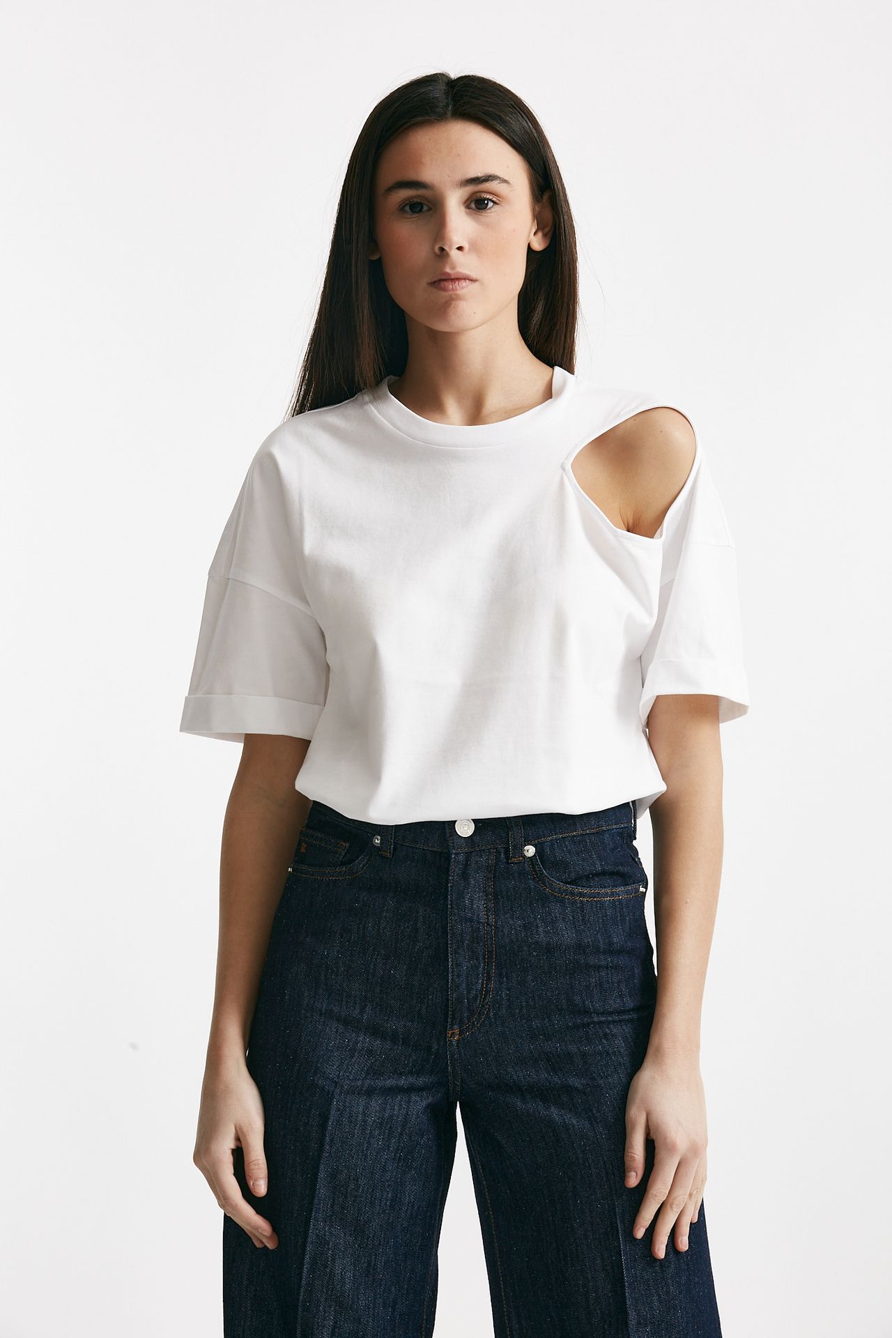 t-shirt girocollo cut out bianco women Federica tosi - 5